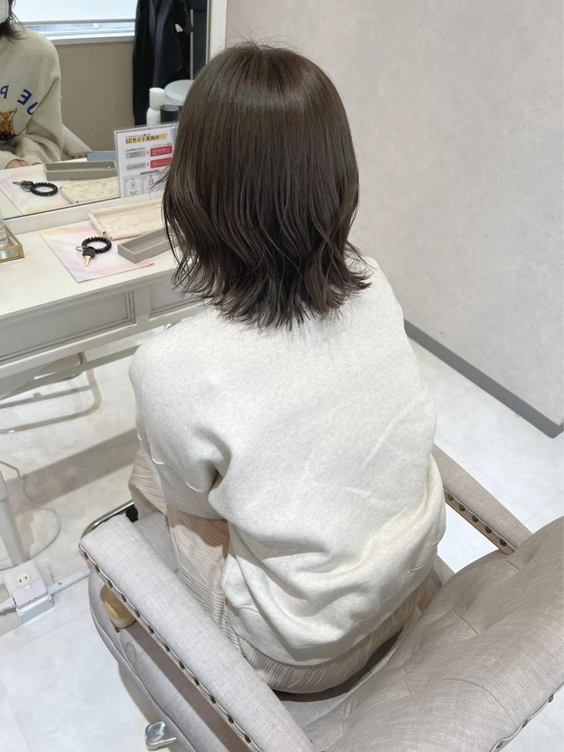 ミディアム カラー パーマ ヘアアレンジ 赤みゼロカラー 藤並純のヘアスタイル