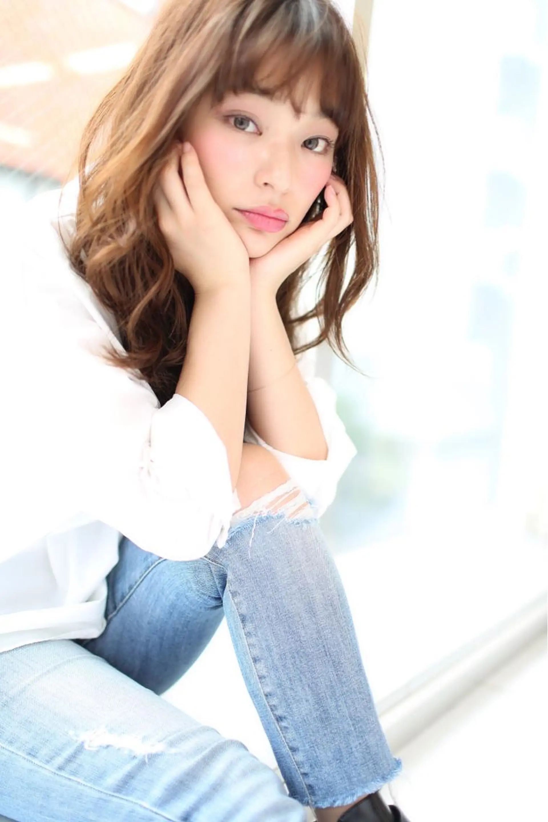 ロング カラー パーマ アッシュ ベージュカラー ロング 可愛いを作る神 ナオヒロのヘアスタイル