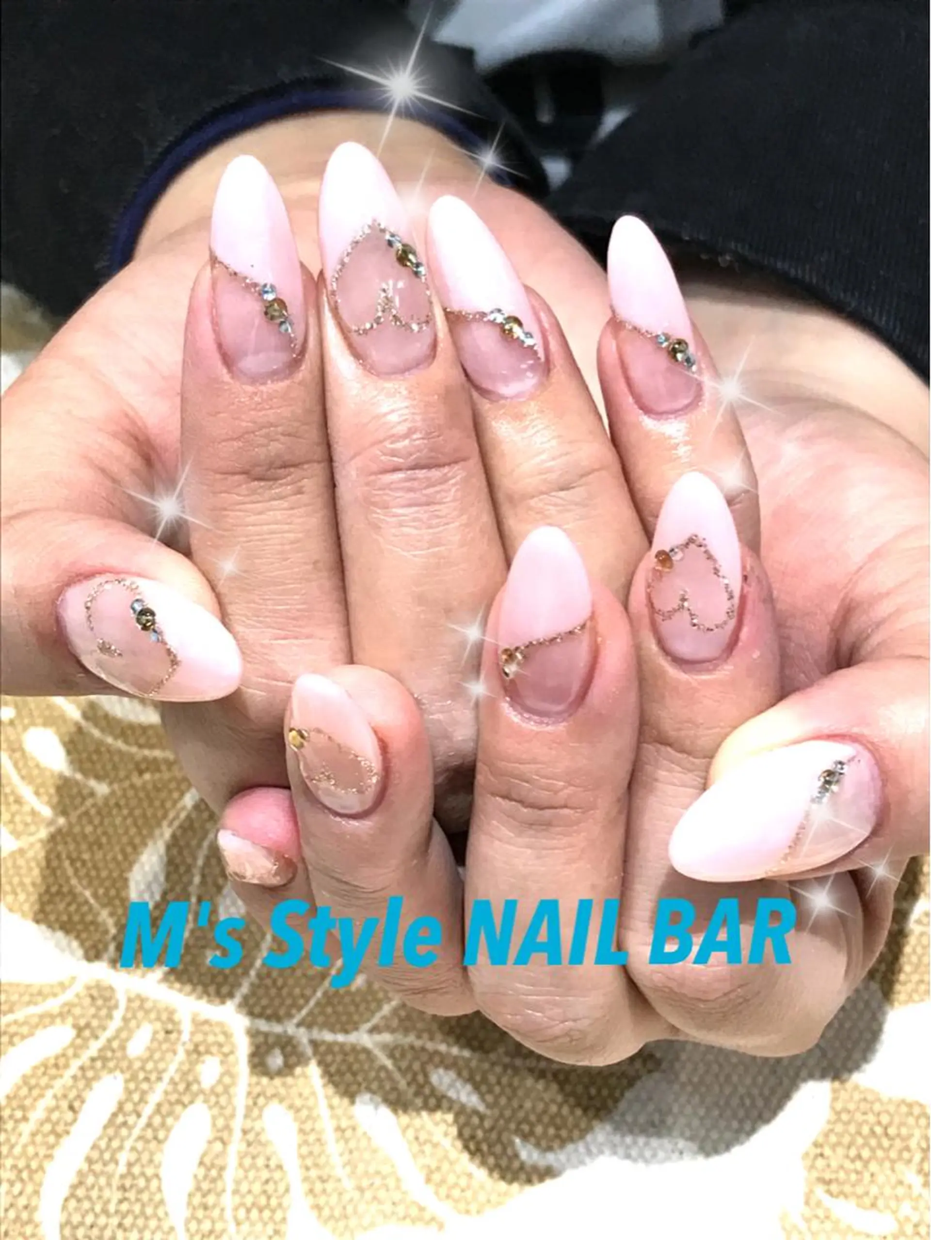 ネイル ハート 持ち込み オフィスネイル ピンク ハンドネイル M's Style NAIL BARのネイルデザイン