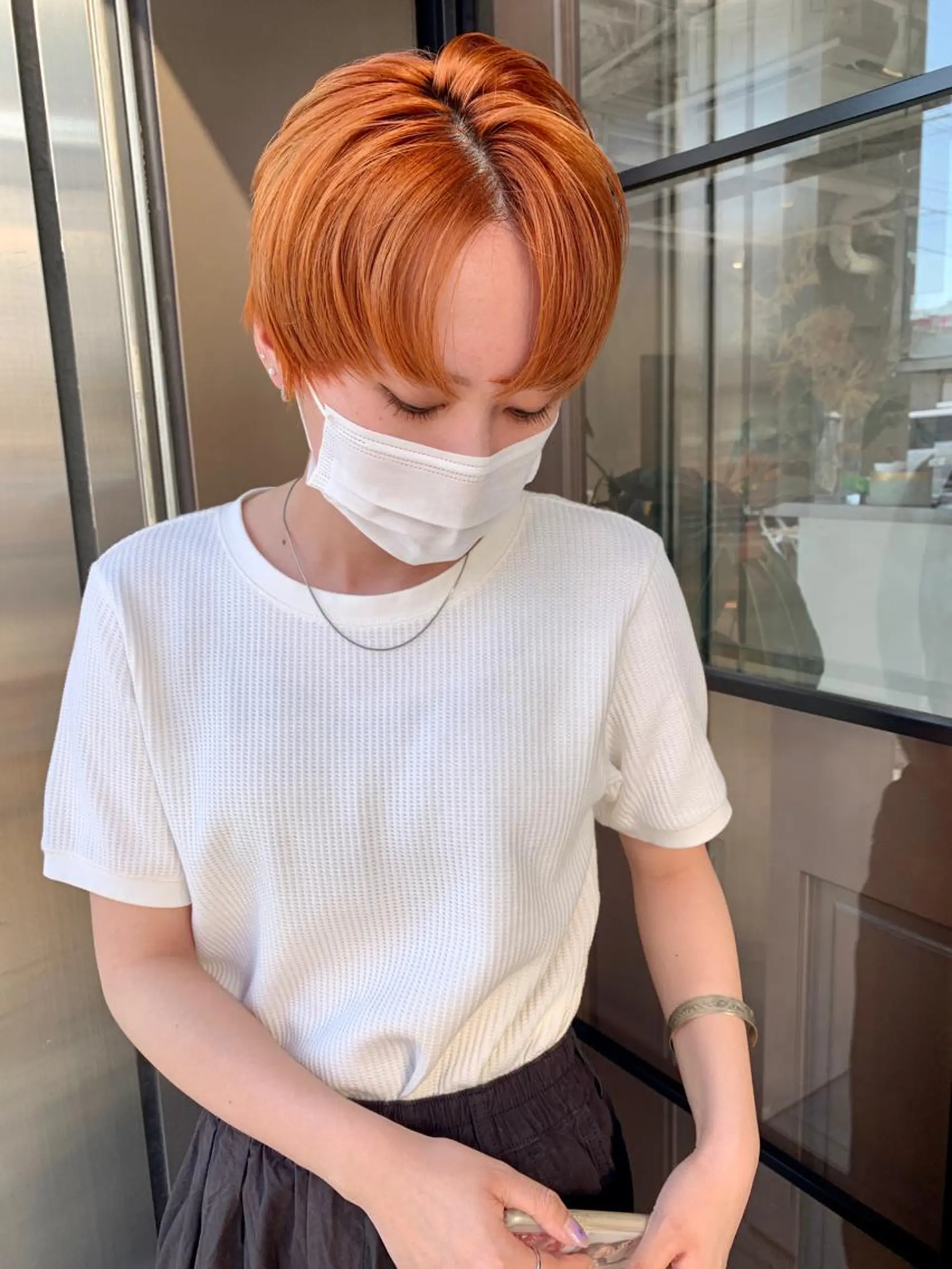 ショート カラー オレンジ mizuki /メンズカット募集のヘアスタイル