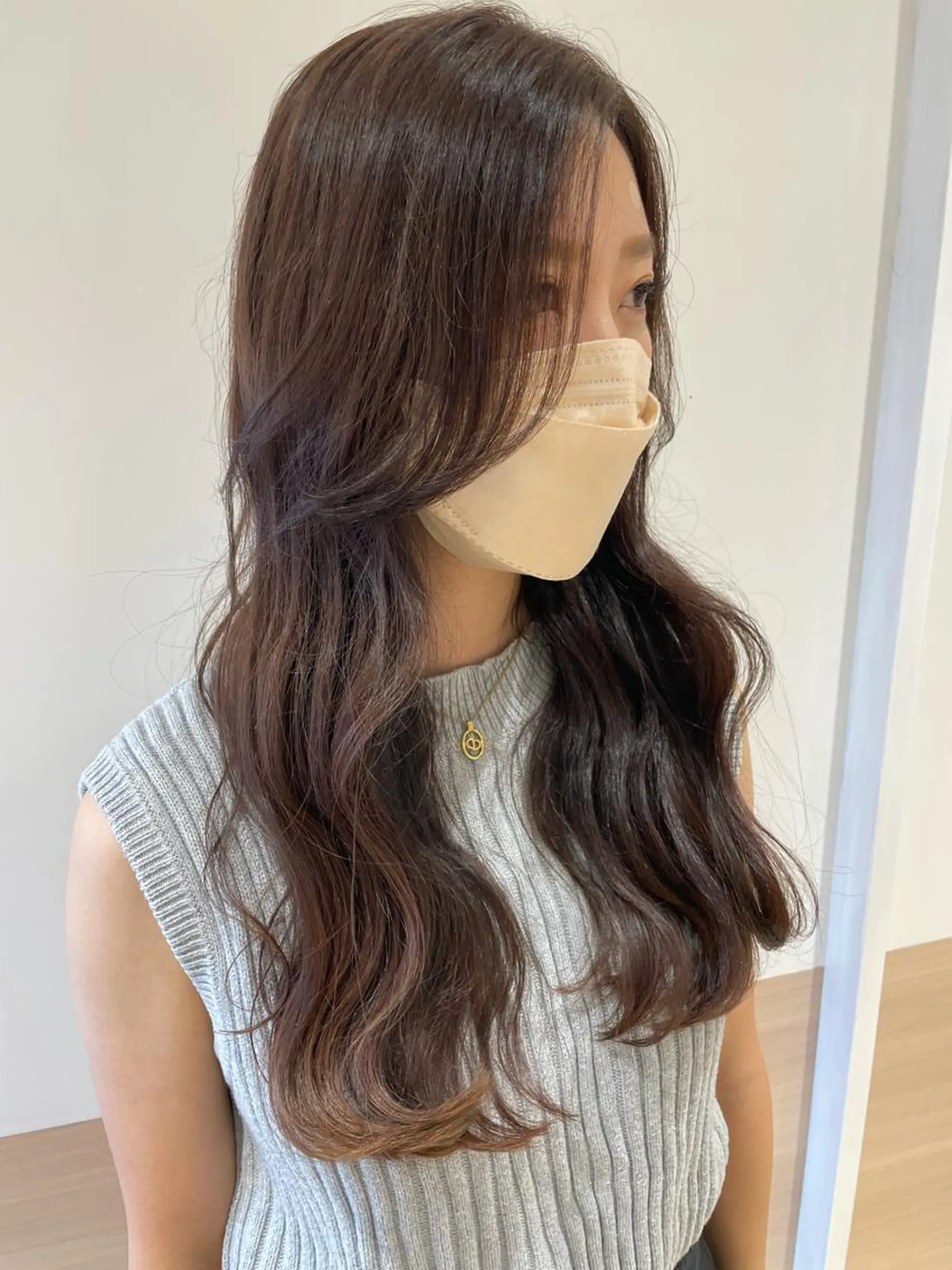 ロング カラー ブラウンカラー ケアカラー マロンブラウン ピンクカラー ピンクブラウン 天野 瑠真のヘアスタイル