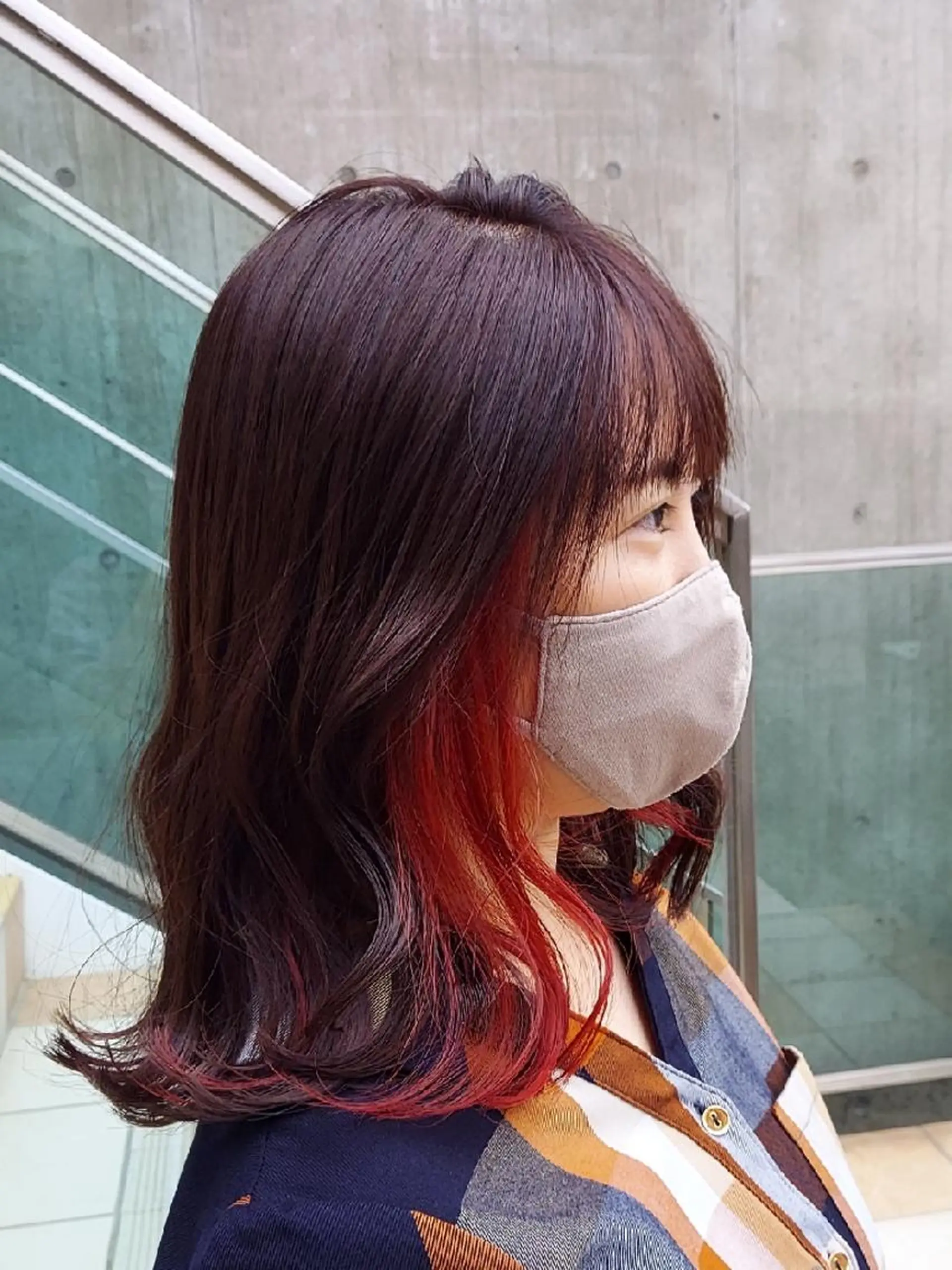 ミディアム カラー イヤリングカラー ボブ あかね☆ヘアアレンジ /ボブ/縮毛矯正のヘアスタイル