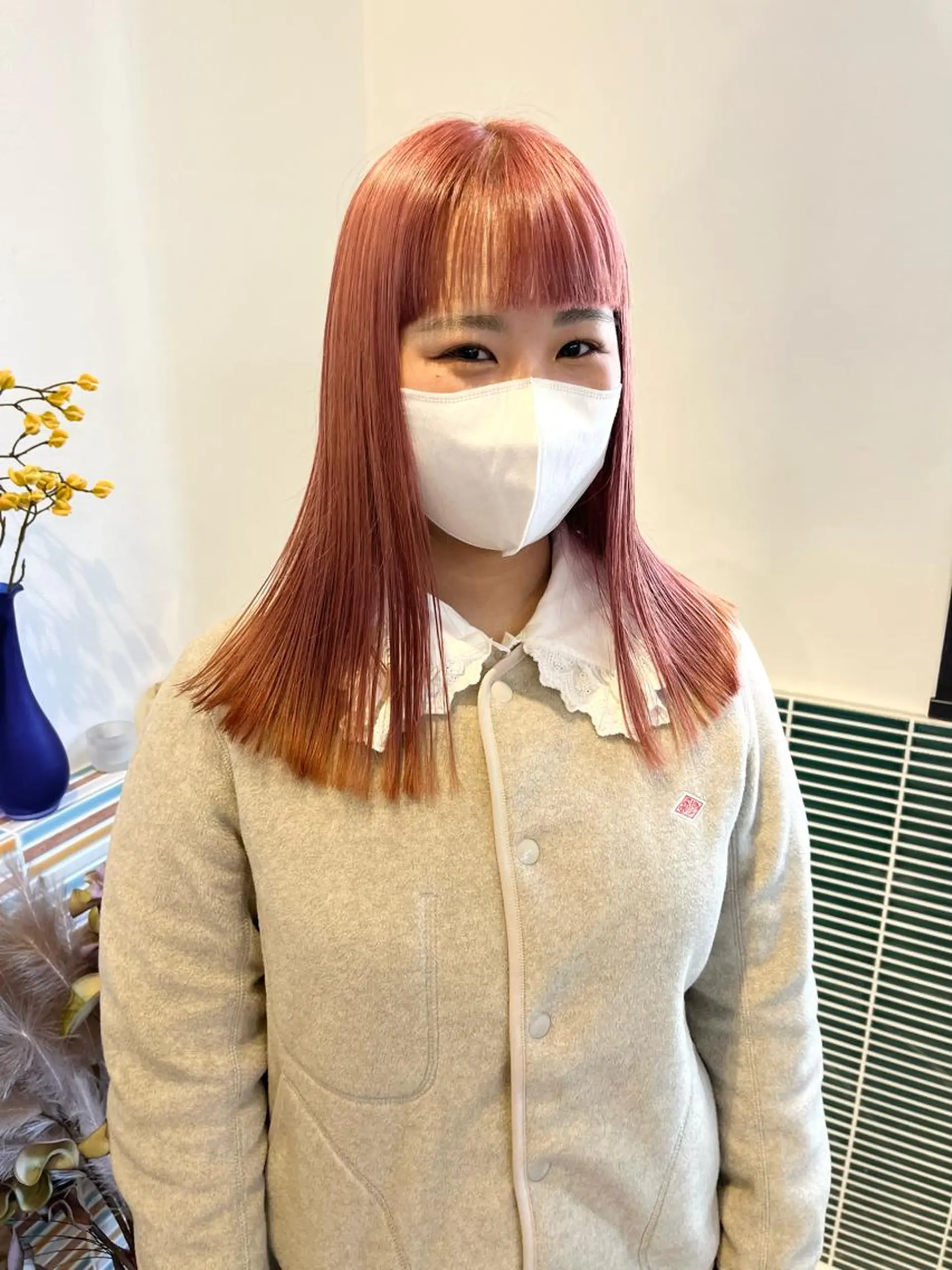 セミロング カラー ベージュカラー ブリーチ ピンクカラー ピンクベージュ ヘアカラー トリートメント 🩷ハイトーン透明感 レイヤー🩷ユリカのヘアスタイル