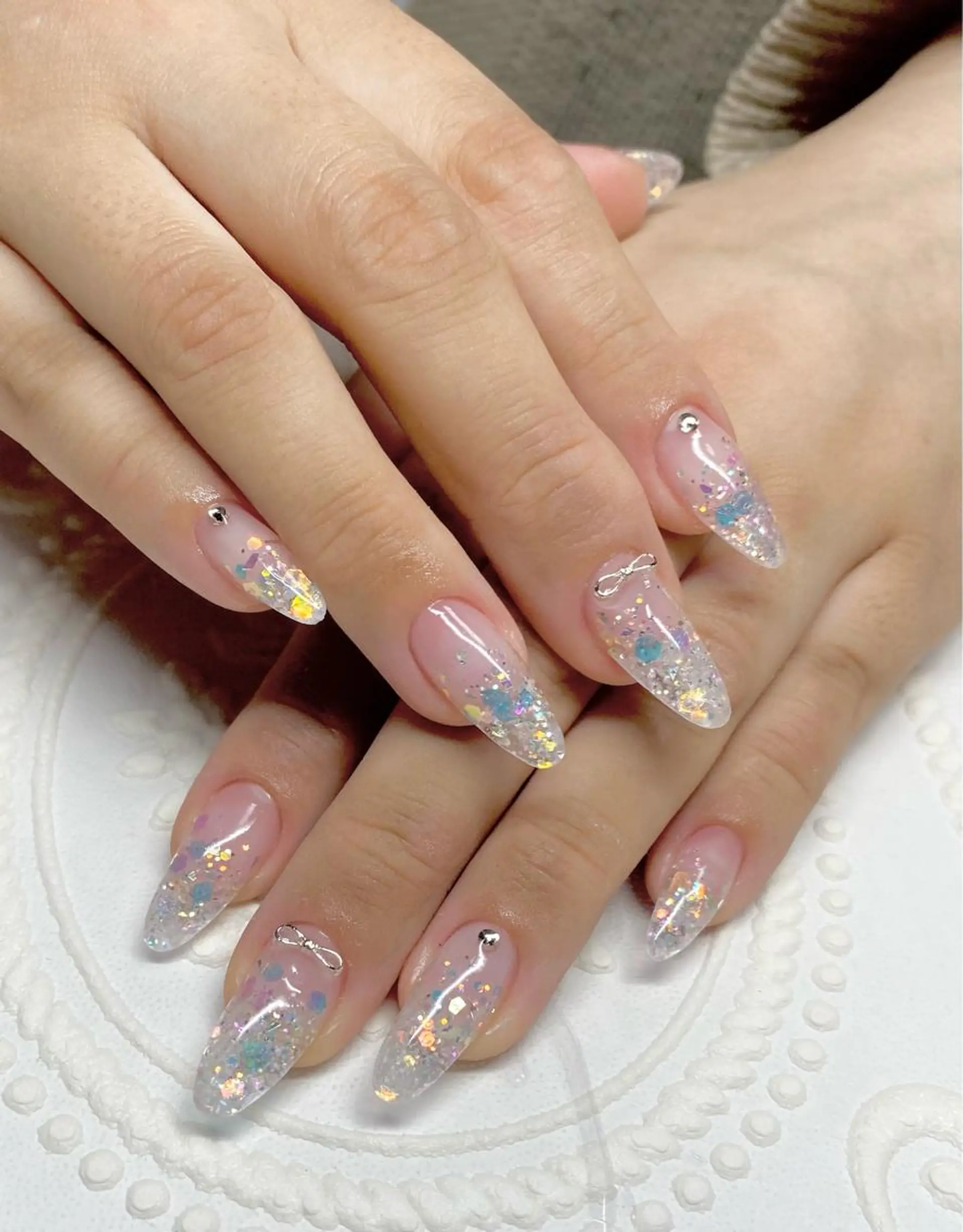 セミロング ネイル クリアネイル ホログラムネイル ハンドネイル LUNE NAILのその他イメージ