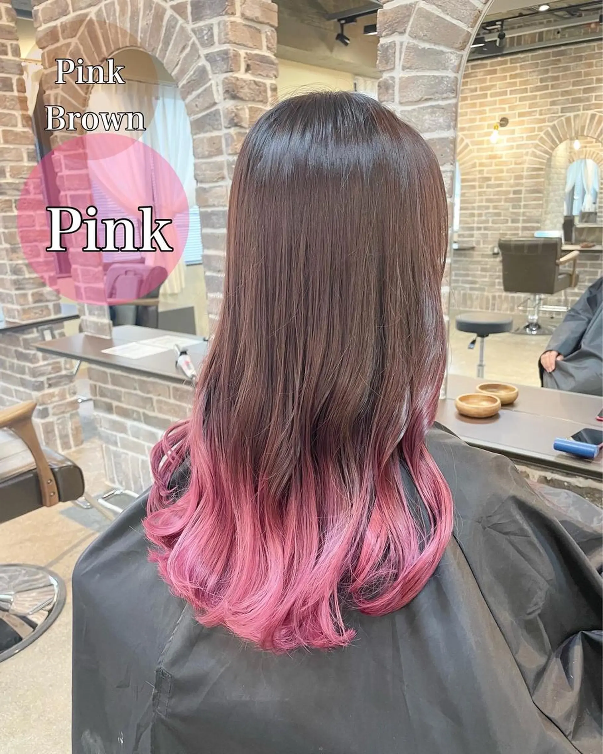 セミロング カラー グラデーションカラー ピンクカラー カット ヘアカラー 艶カラー/インナー /グラデ/大西小百合のヘアスタイル