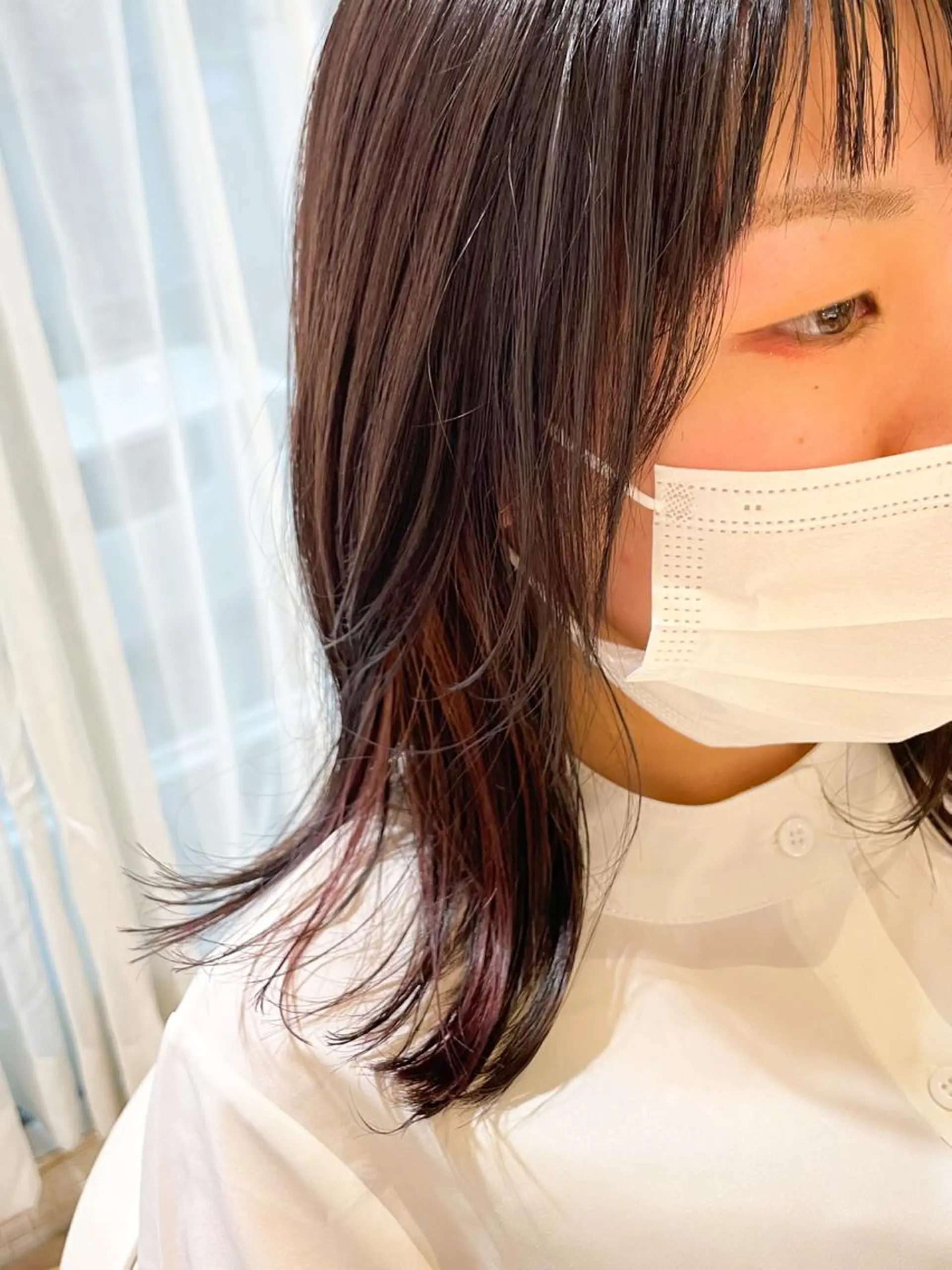 ミディアム カラー インナーカラー ラベンダーカラー パープルカラー ヘアカラー ✨カラー支持No.1 🧸ワキ カナコ🧸のヘアスタイル