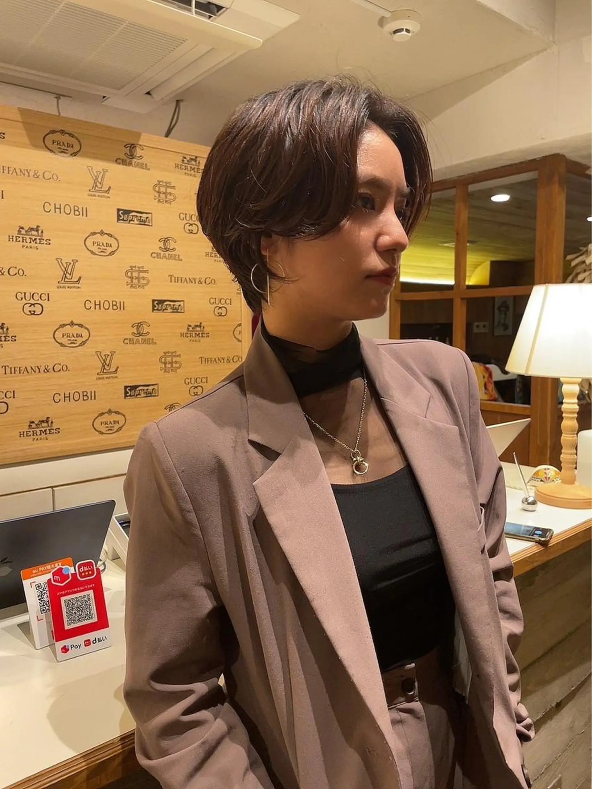 ショート パーマ アッシュ ミストバング ボブ くびれヘア くせ毛 カット パーマ トリートメント 吉田 光佑のヘアスタイル