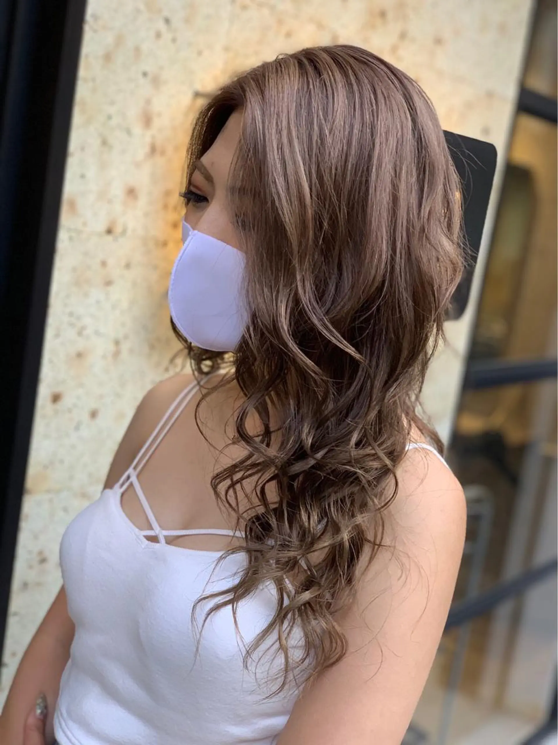 セミロング カラー ヘアアレンジ 髪質改善×ハイトーン 中田啄也のヘアスタイル