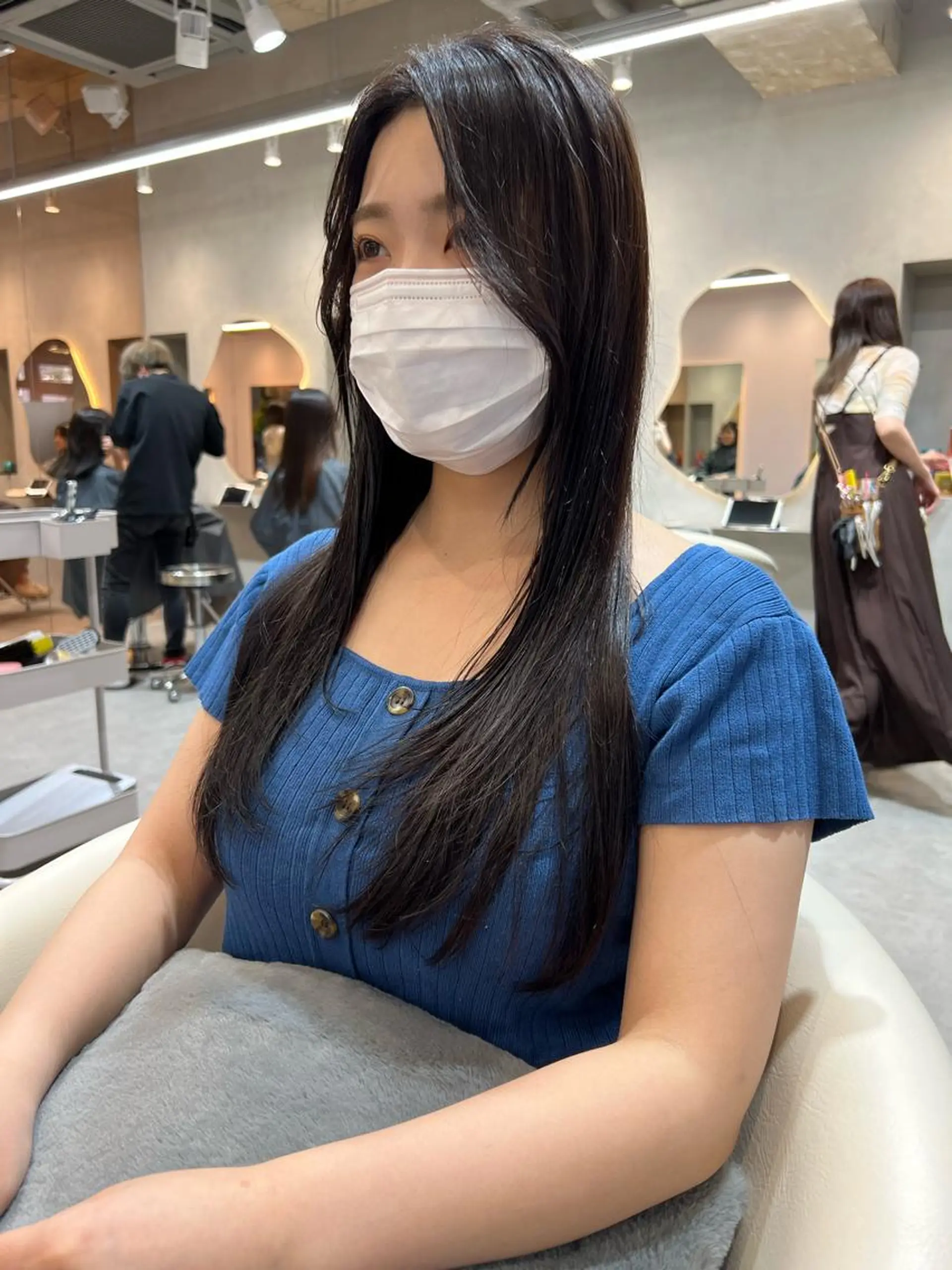 ロング カラー ヘアアレンジ アッシュ 黒髪 ブリーチ ブルーカラー ブルーブラック 🔶似合わせセンター パート/ヤス🔶のヘアスタイル