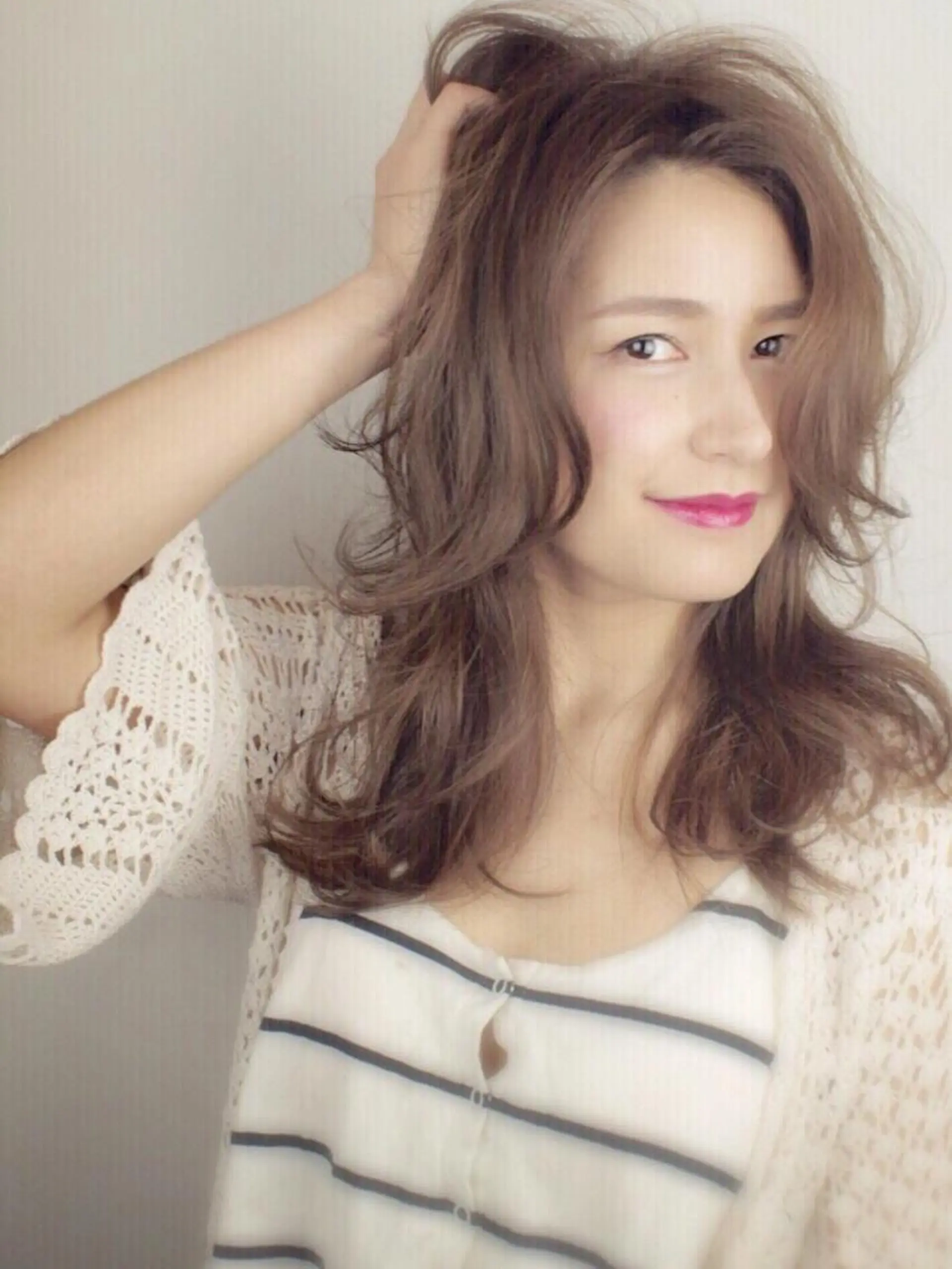 セミロング カラー グレージュ ピンクカラー 白髪ぼかし×デザイン 🕊️🫧ホウジョウのヘアスタイル