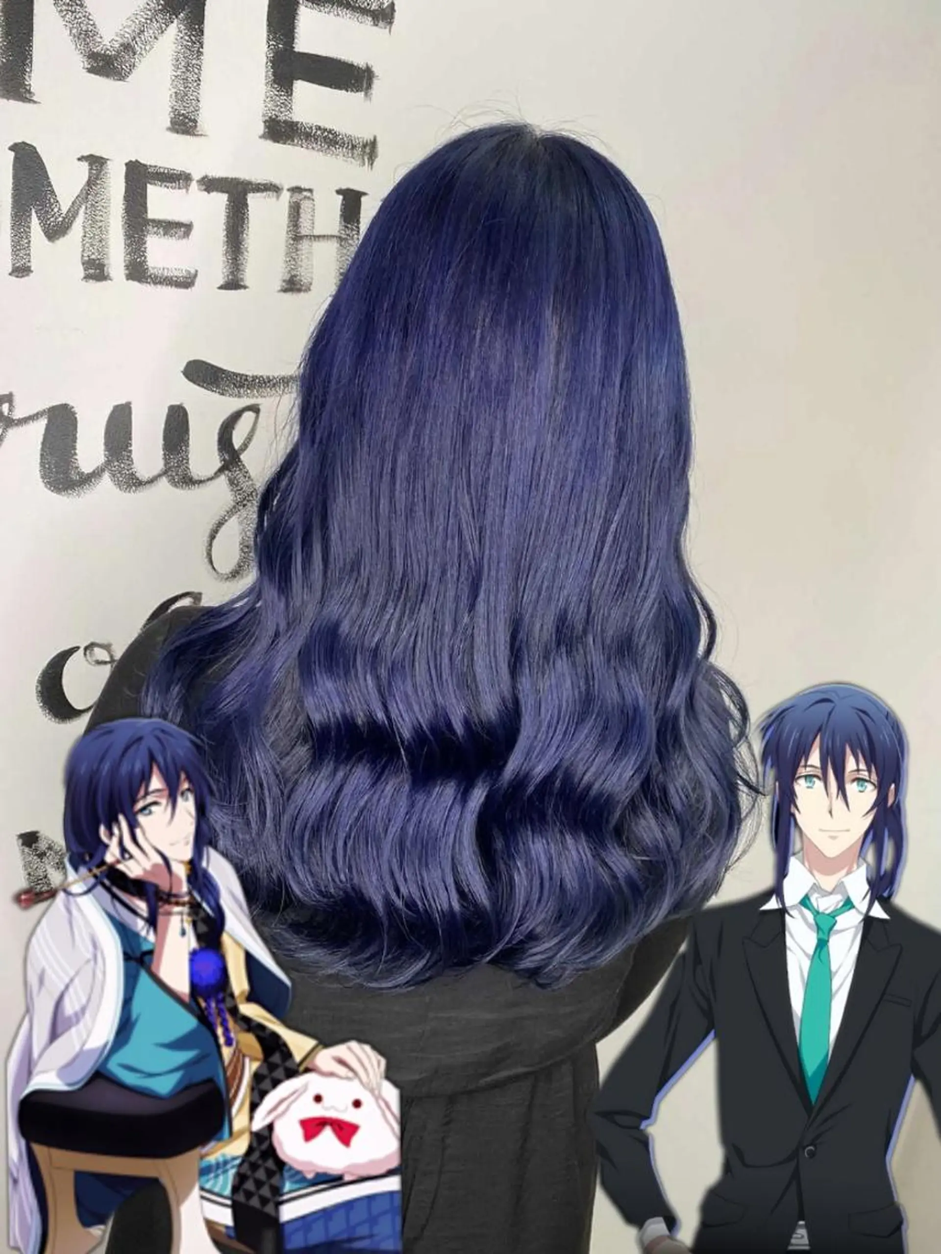 セミロング カラー ネイビーカラー 植田 /エクステ /ブリーチ/髪質改善のヘアスタイル