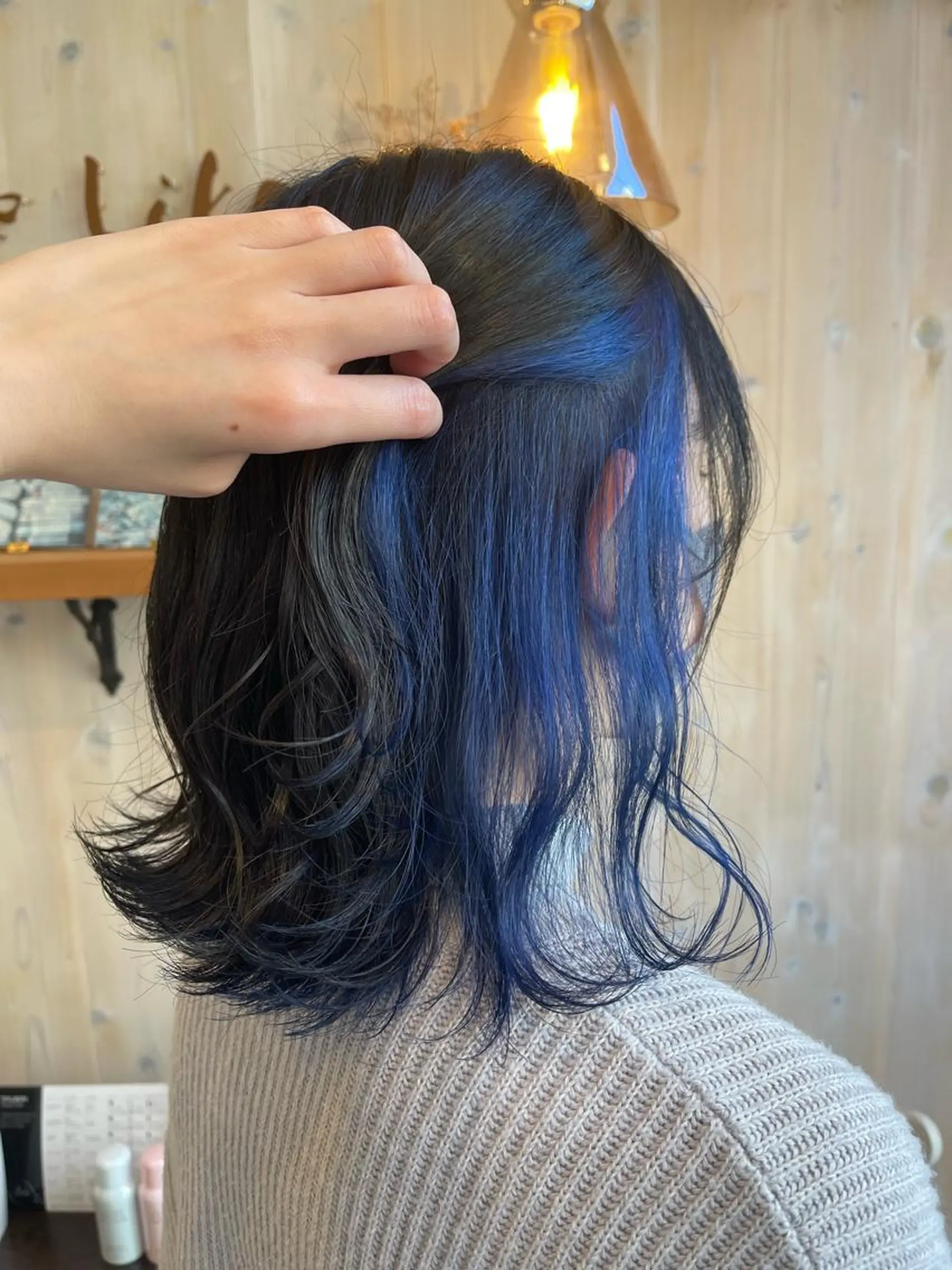 ミディアム カラー ブルーカラー ブルーパープル ダブルカラー インナーカラー パープルカラー カット ヘアカラー アニメオタク美容師/ miharuのヘアスタイル