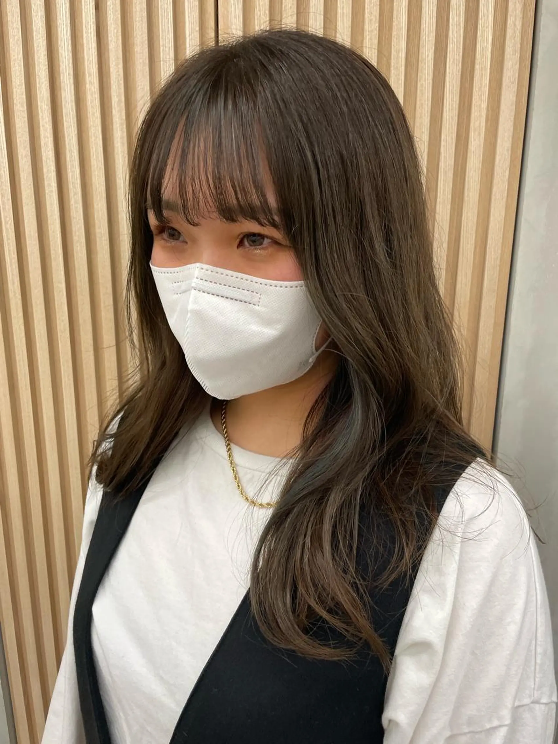 セミロング カラー パーマ ヘアアレンジ ベージュカラー オリーブベージュ レイヤー縮毛矯正 ささきすずね💗のヘアスタイル