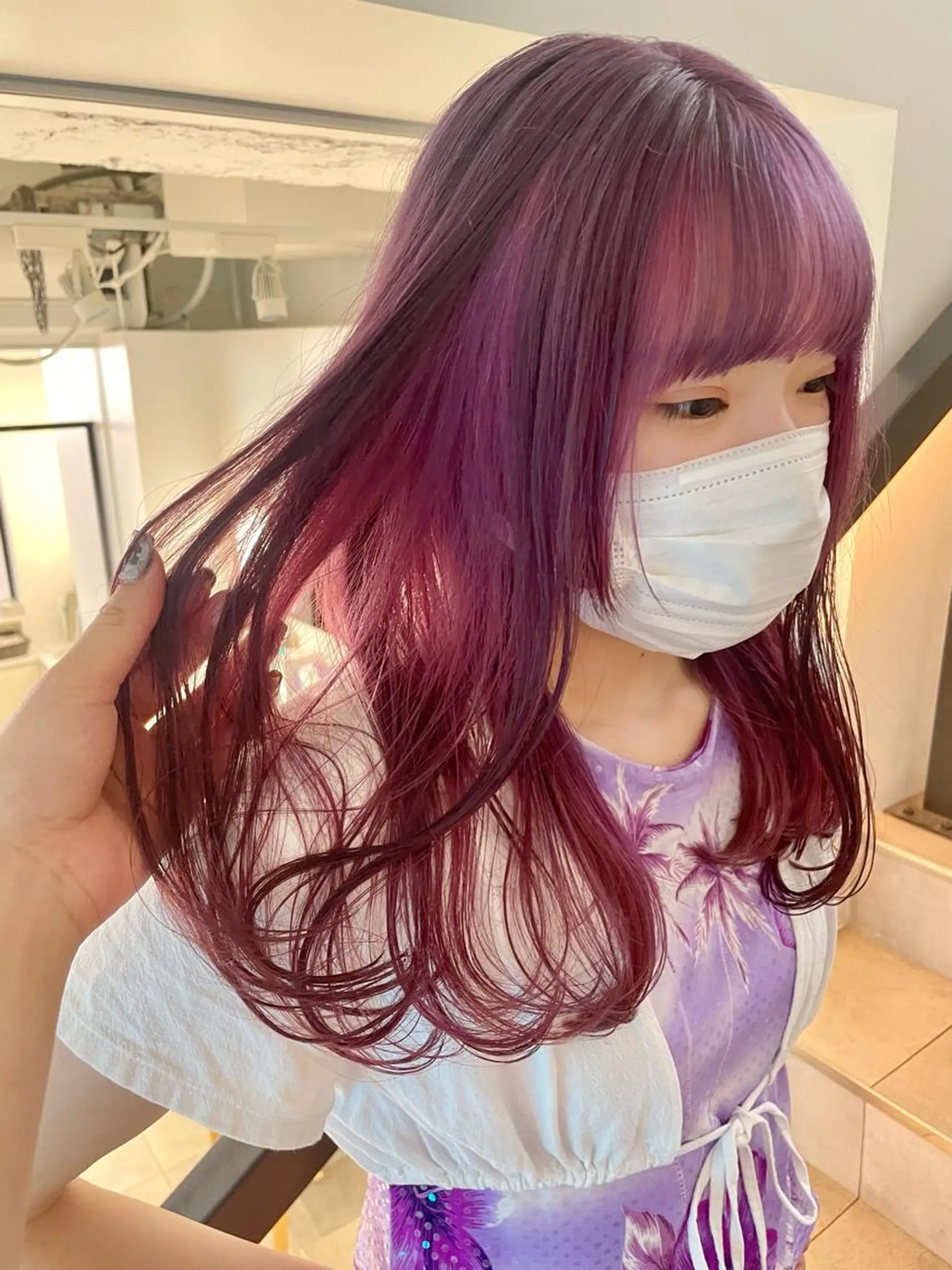 ロング ヘアカラー メンズパーマ/ メッシュ📍ﾕﾘのヘアスタイル