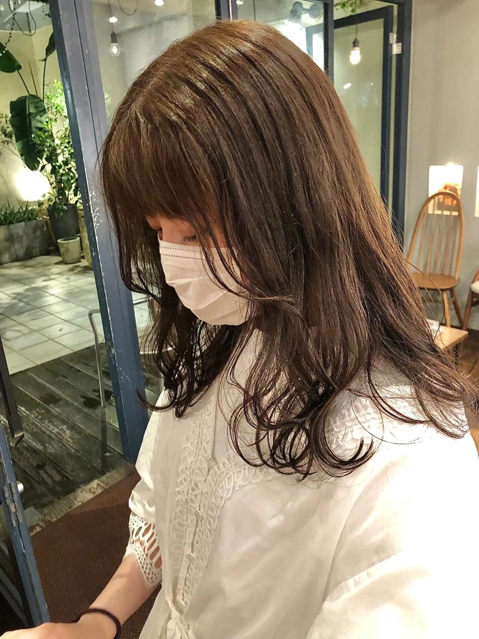 セミロング カラー ヘアアレンジ 透明感カラー ヘアカラー トリートメント 抜け感ボブ×パーマ ｜kazaneのヘアスタイル