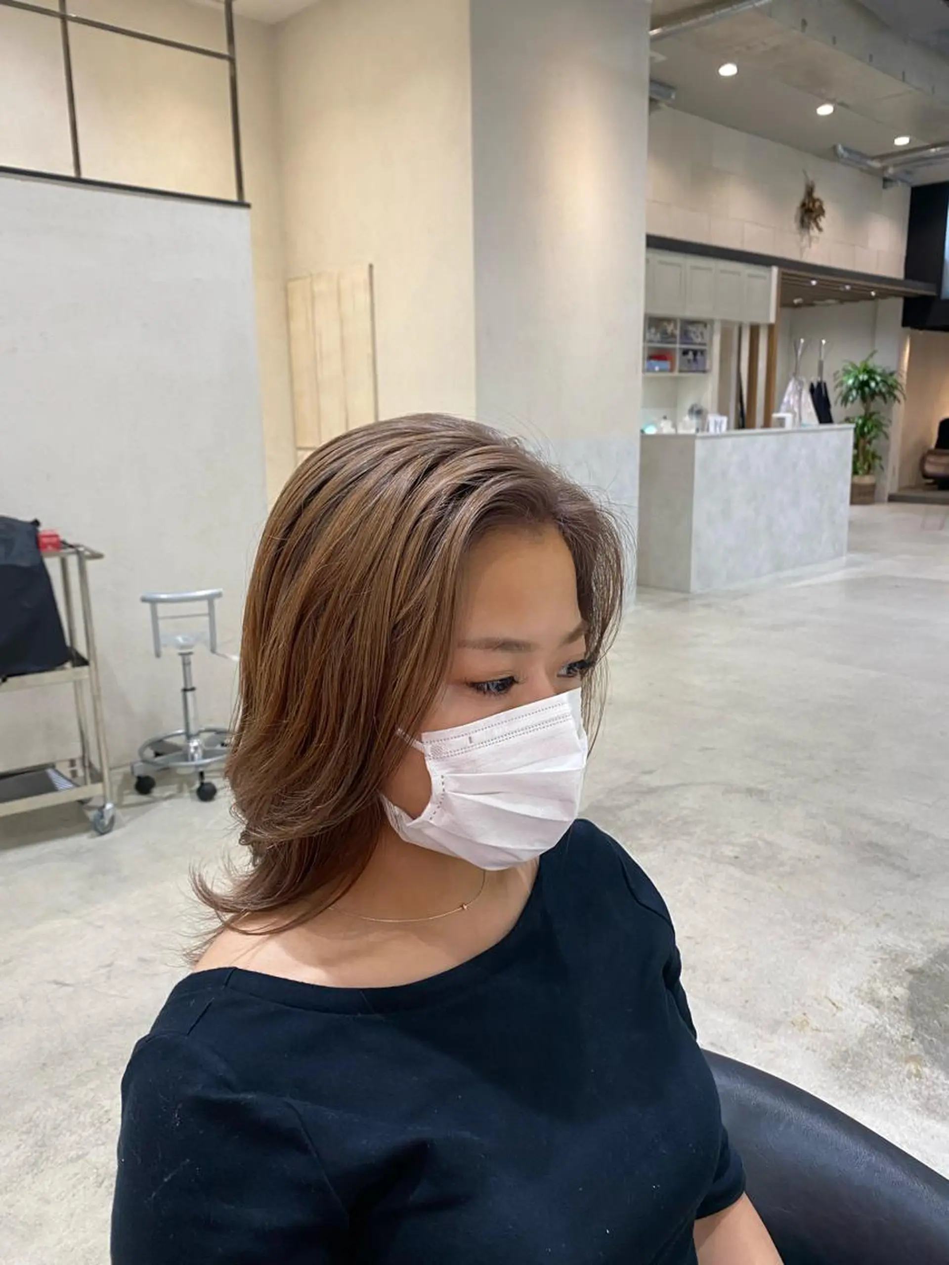 ミディアム カラー KEIGO/パーマ ハイトーン/DEANのヘアスタイル