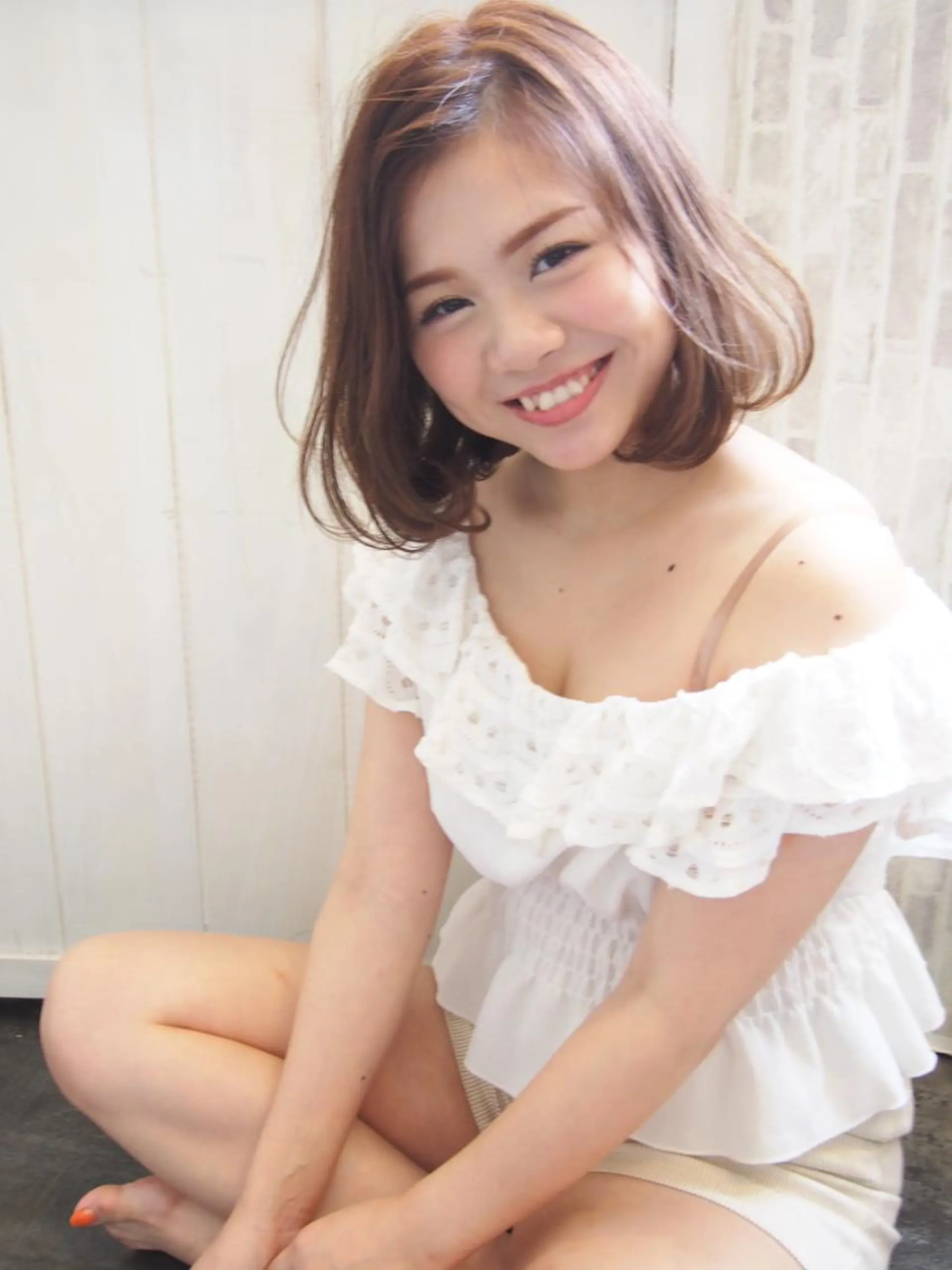 ショート カラー パーマ ベージュカラー ボブ ほさか しんごのヘアスタイル