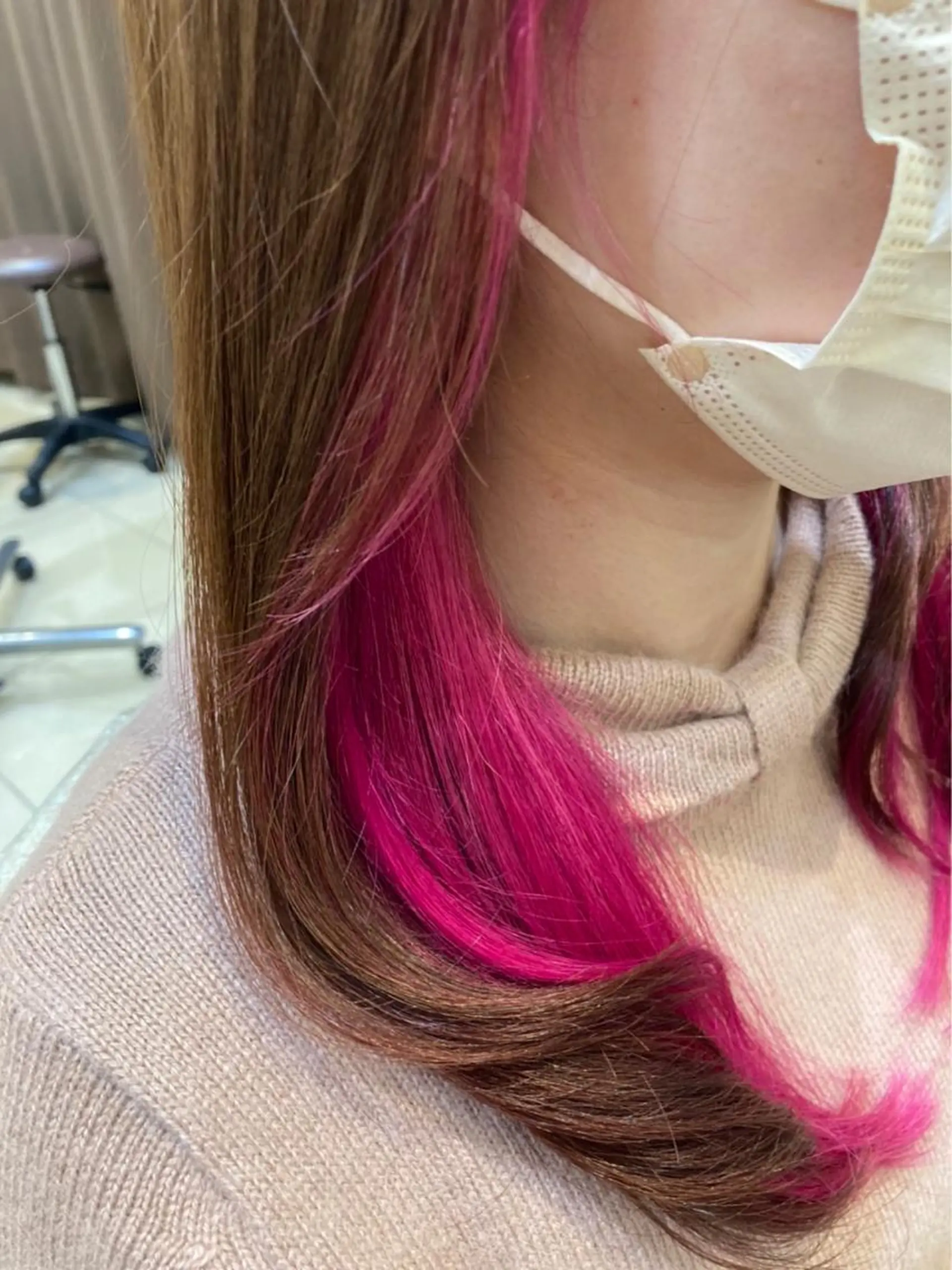 ロング カラー ブラウンカラー ダブルカラー インナーカラー ナチュラルブラウン ピンクカラー 似合わせカラーリスト 佐竹　舞🌼のヘアスタイル