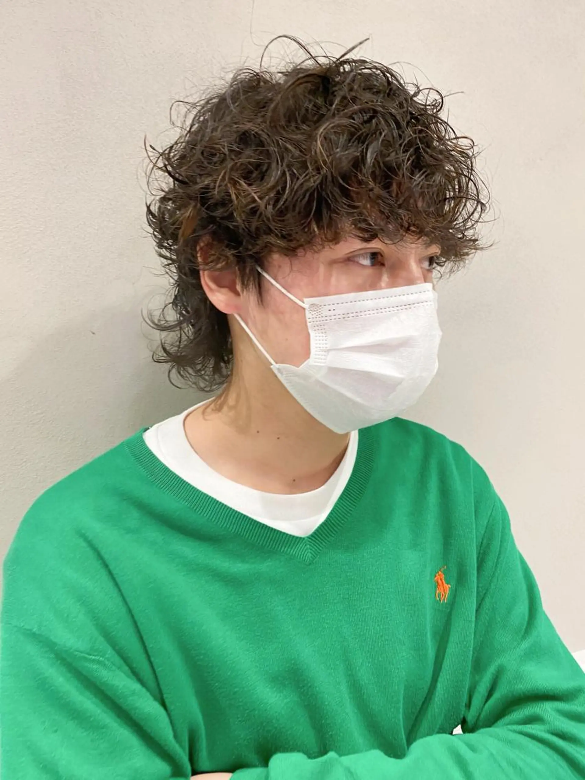 パーマ メンズ ボブ/ミニボブ 透明感カラーkadoのヘアスタイル