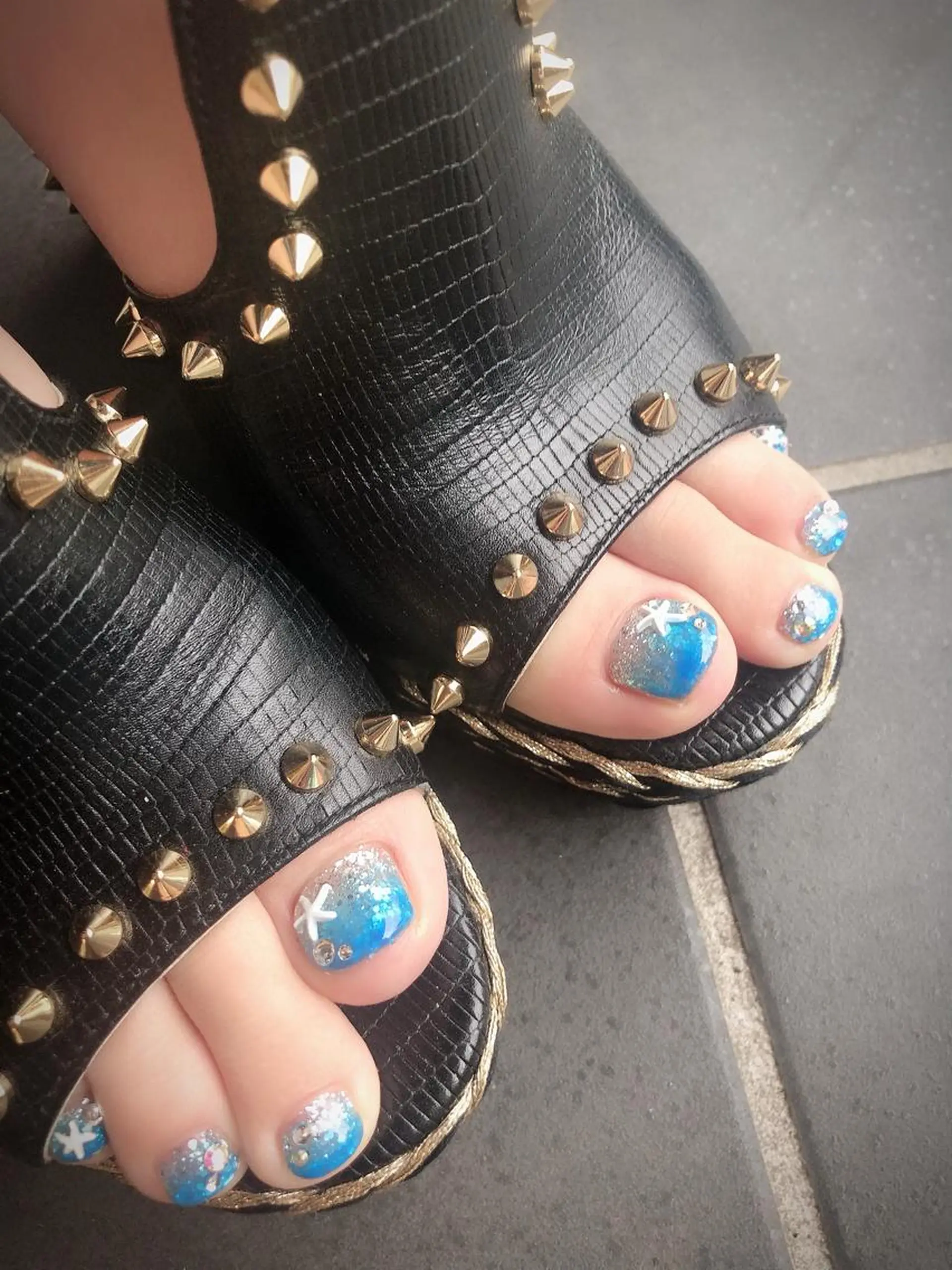 ネイル ブルー フットネイル フットネイル * haruのネイルデザイン