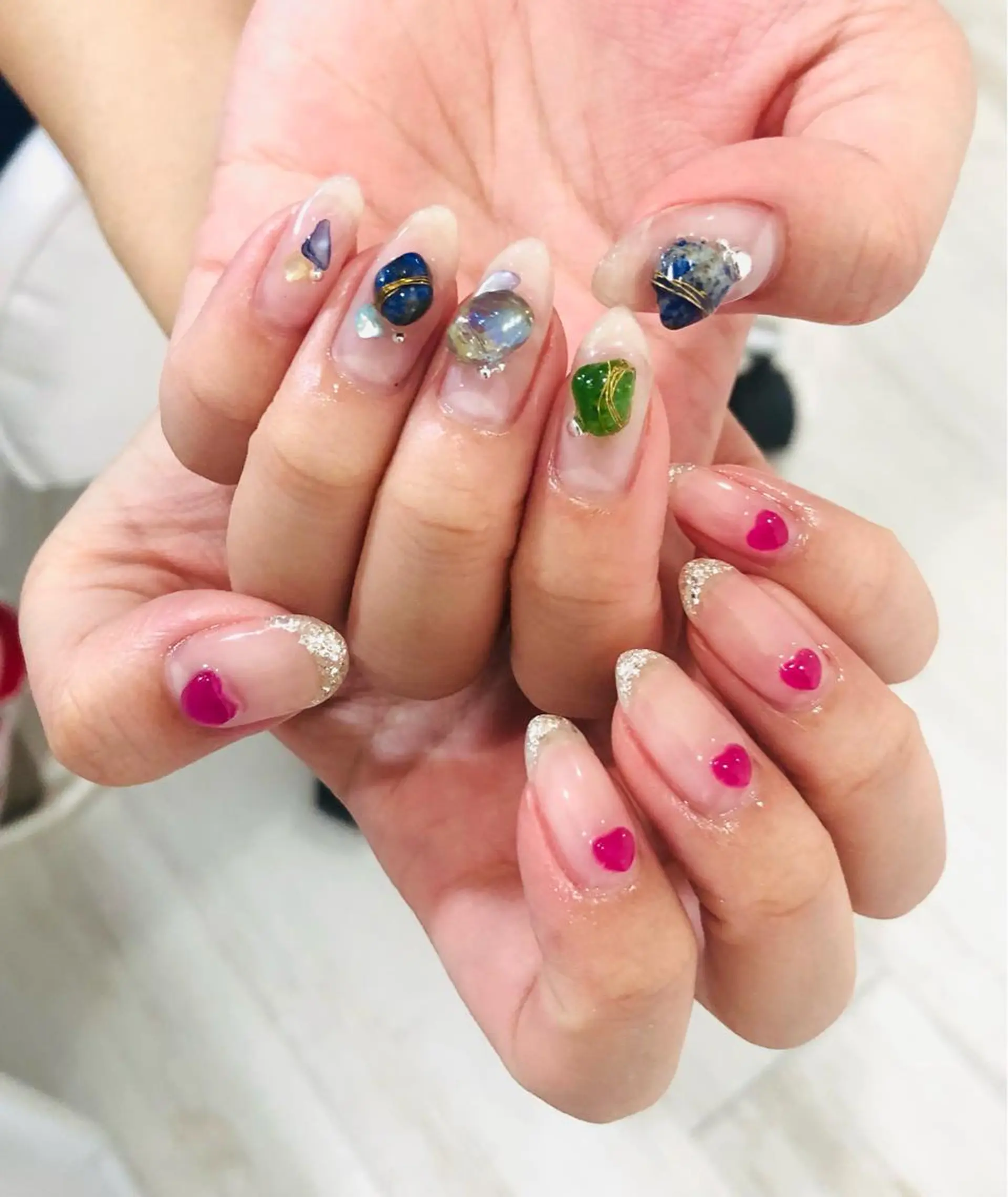 ネイル クリアネイル フラッシュネイル フレンチネイル ラメ(グリッター) ラメグラデーション Ｈ3（エイチスリー）所属・H3 hitoのネイルデザイン