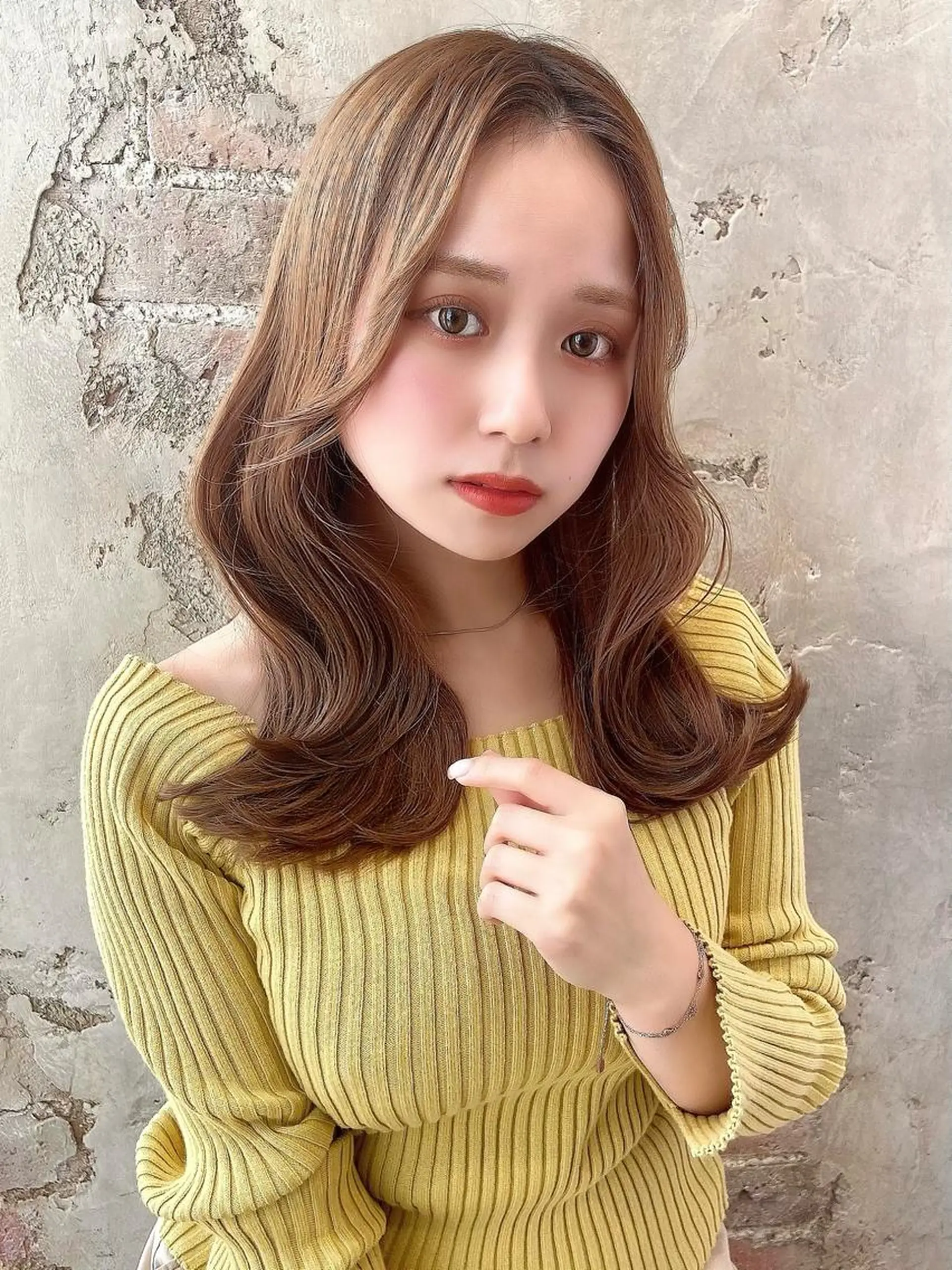 セミロング パーマ ヘアアレンジ くびれヘア 韓国風ヘア 🌈小顔似合わせ SHIHO🌈のヘアスタイル