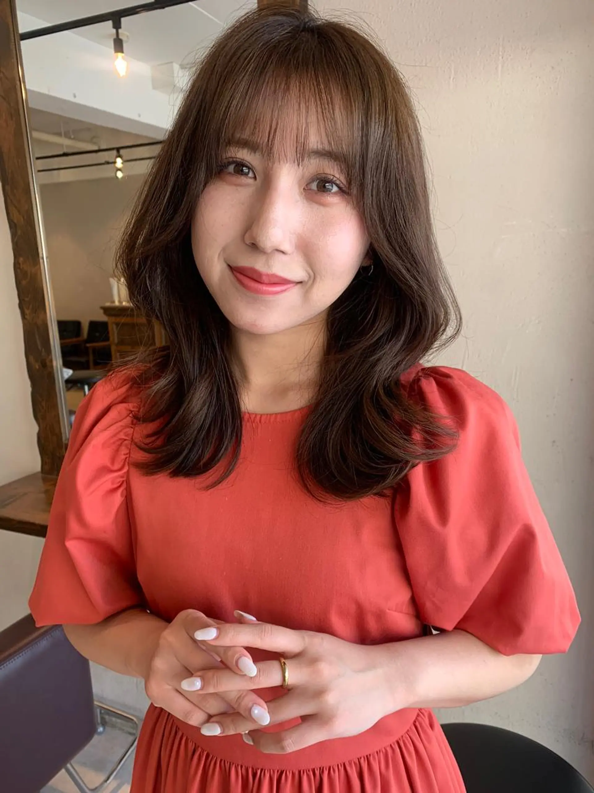 ミディアム カラー パーマ カット ヘアカラー トリートメント ヘッドスパ ヘアセット 透明感/オリーブ/ グレージュ/YUKAのヘアスタイル