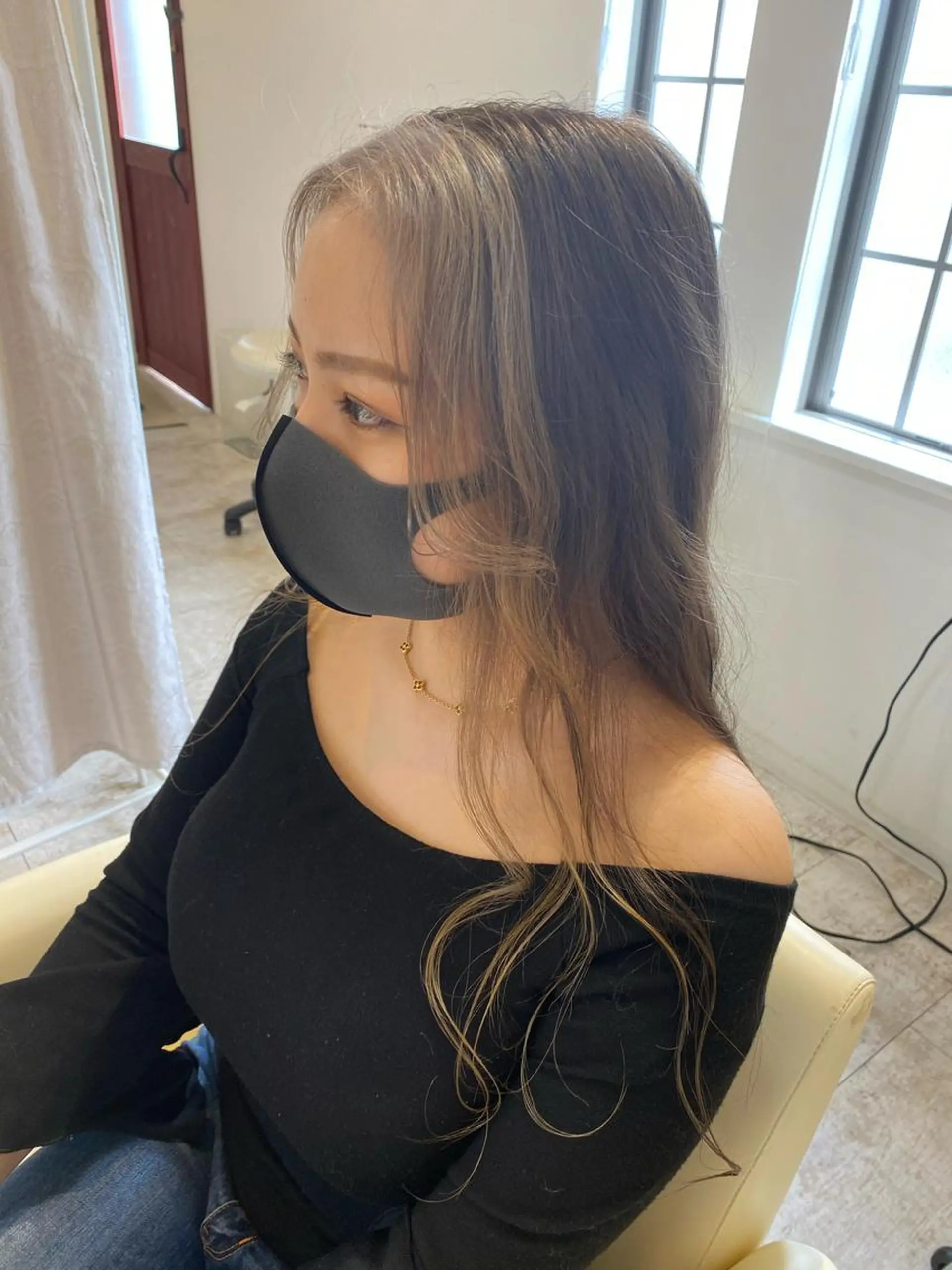 ロング カラー ブリーチなしWカラー /酸性ストレート河本のヘアスタイル