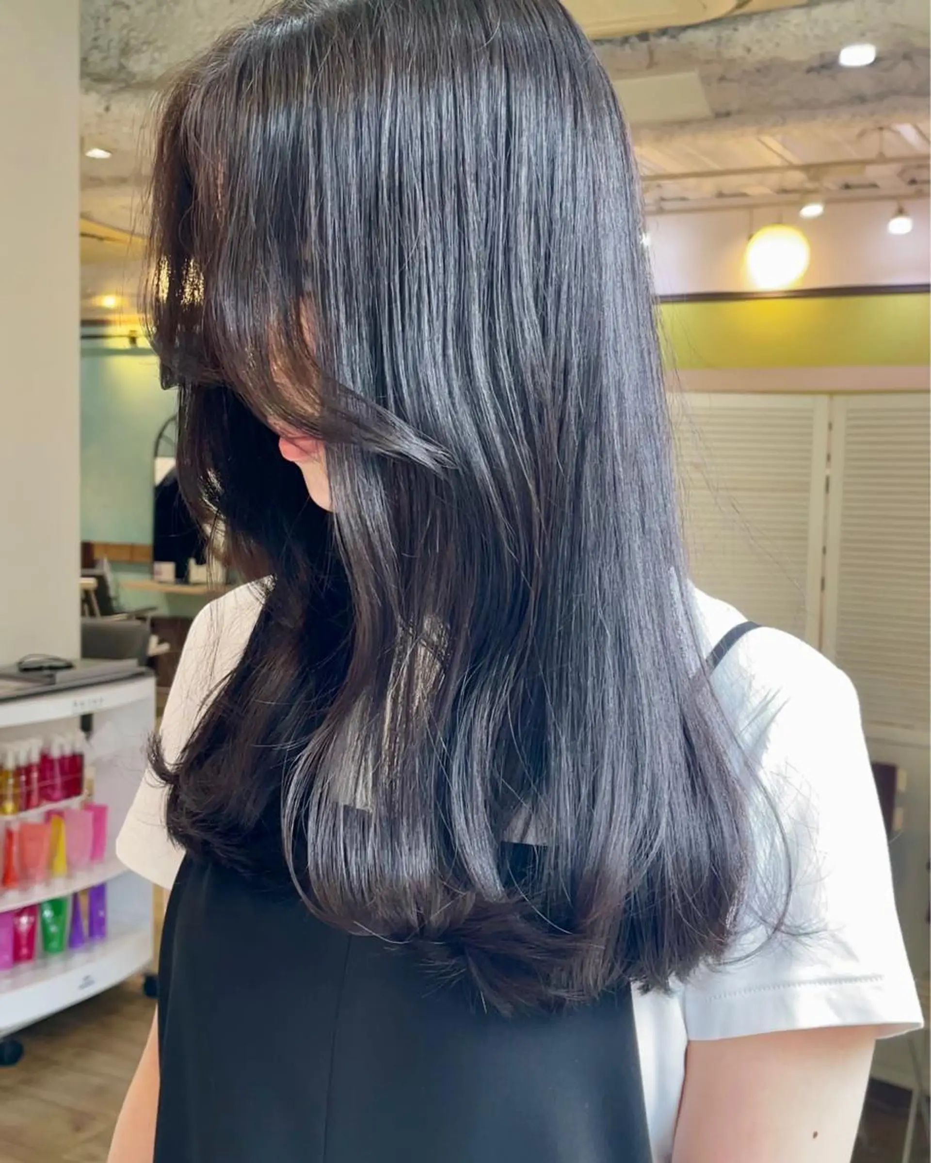 ロング カラー アッシュ アッシュブラック 黒髪 透明感カラー くびれヘア カット ヘアカラー トリートメント ヘッドスパ 大人可愛い透明感🌟 小顔・韓国髪🌟野中のヘアスタイル