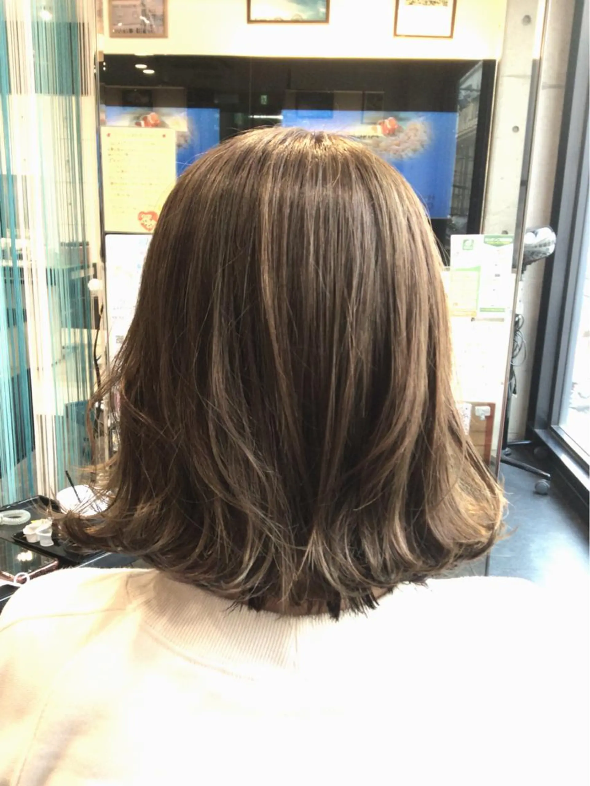 ミディアム カット ヘアカラー トリートメント ボブスタイル/ 透明感カラー/八幡のヘアスタイル