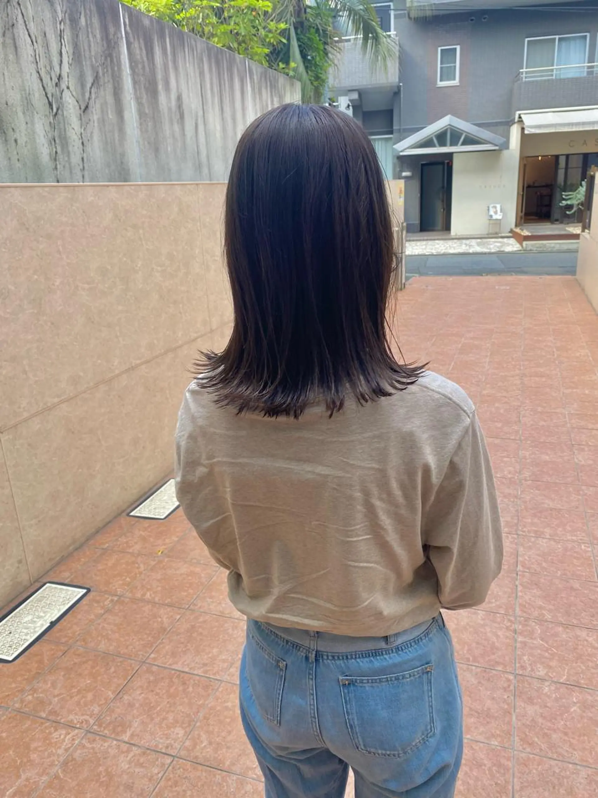 ミディアム カラー グレージュ カット ヘアカラー トリートメント ボブ/縮毛矯正/ レイヤー/塚田のヘアスタイル