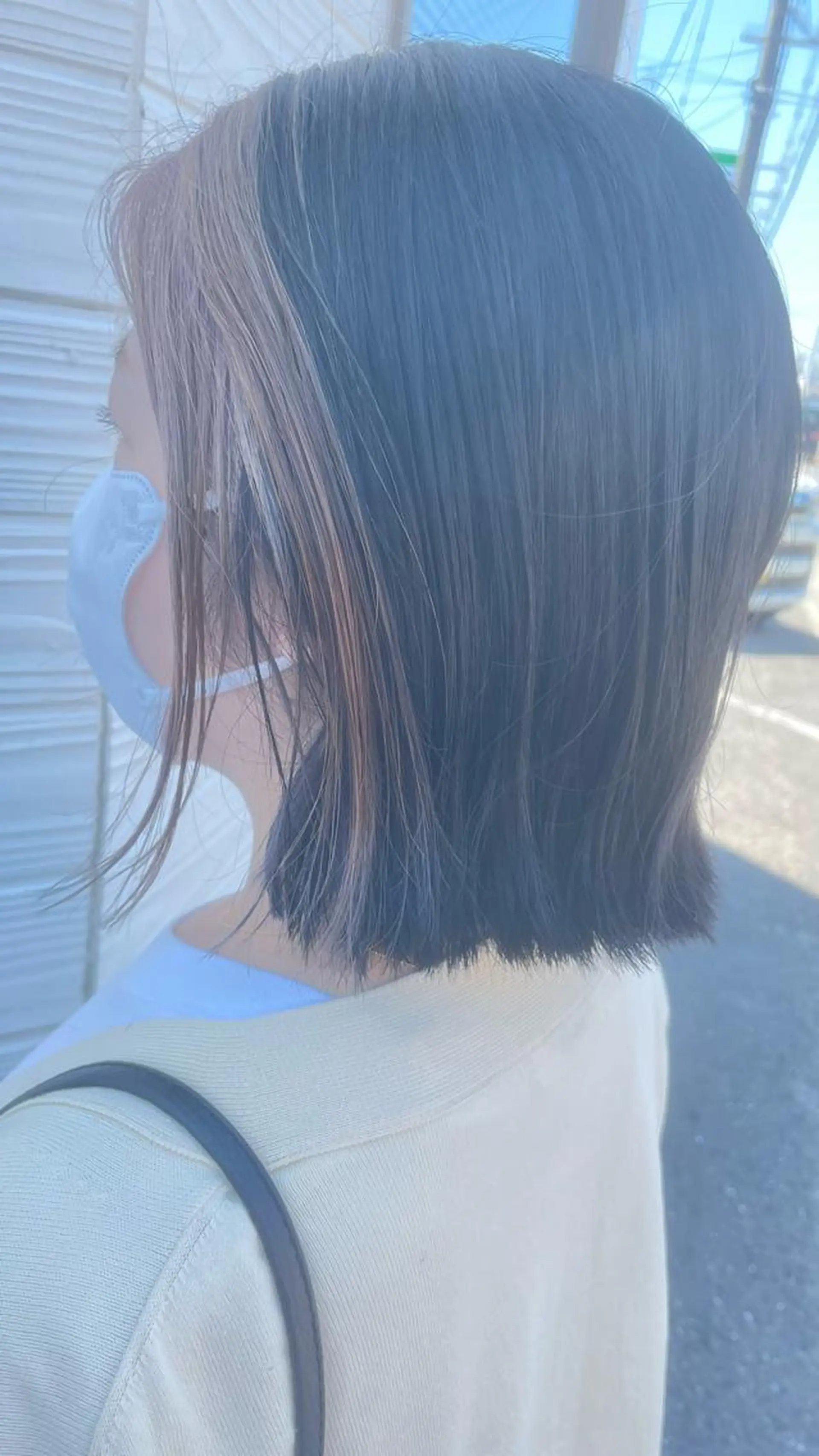 ミディアム カット ヘアカラー ビヨウシツトリコ よねたにみなのヘアスタイル