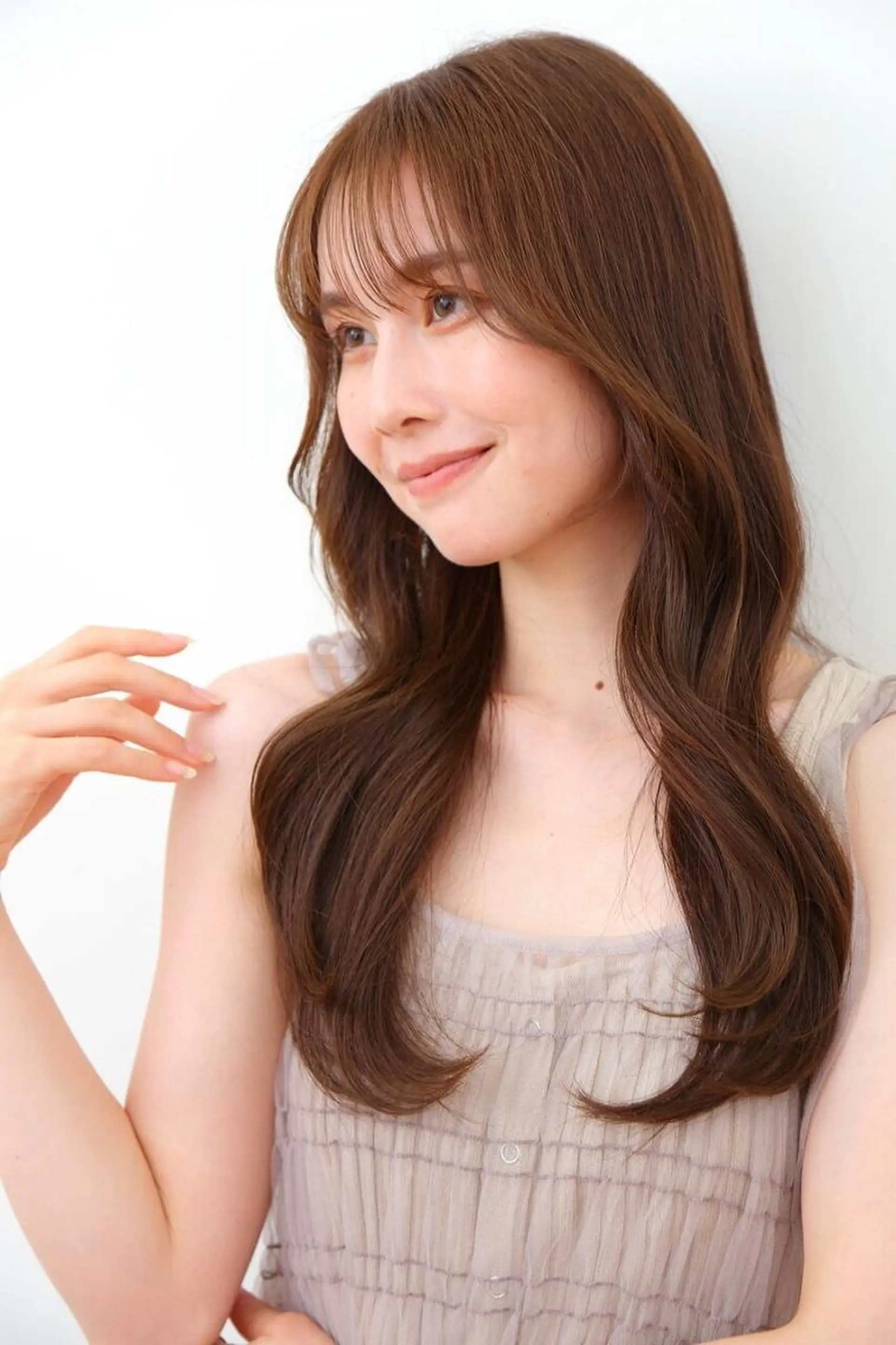 ロング ボブ ハイライト 髪質改善 韓国風ヘア レイヤーカット .5 by soleil 小松店のヘアスタイル