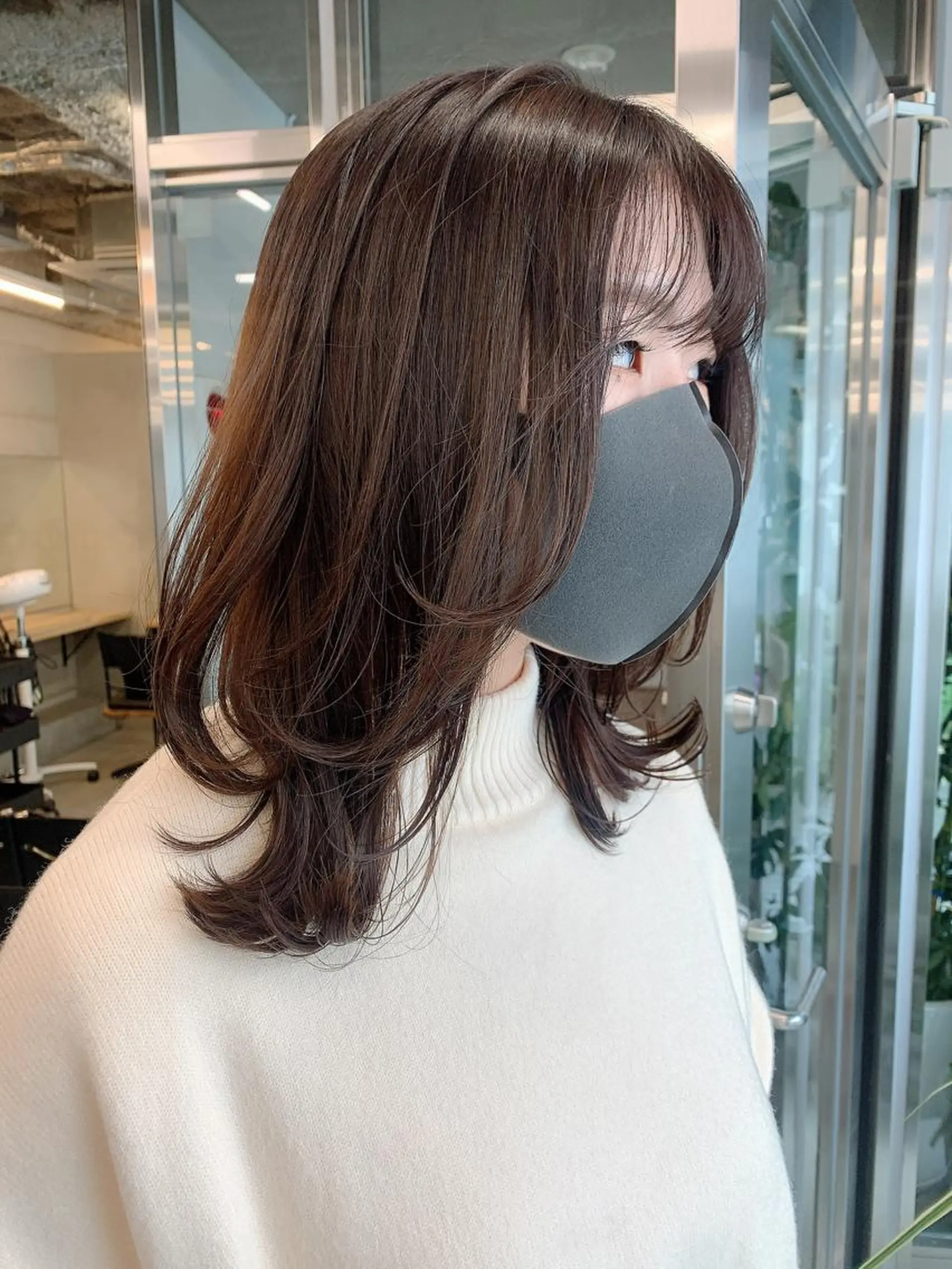 ミディアム カラー カット ヘアカラー トリートメント ヘッドスパ ヘアセット 透明感/オリーブ/ グレージュ/YUKAのヘアスタイル