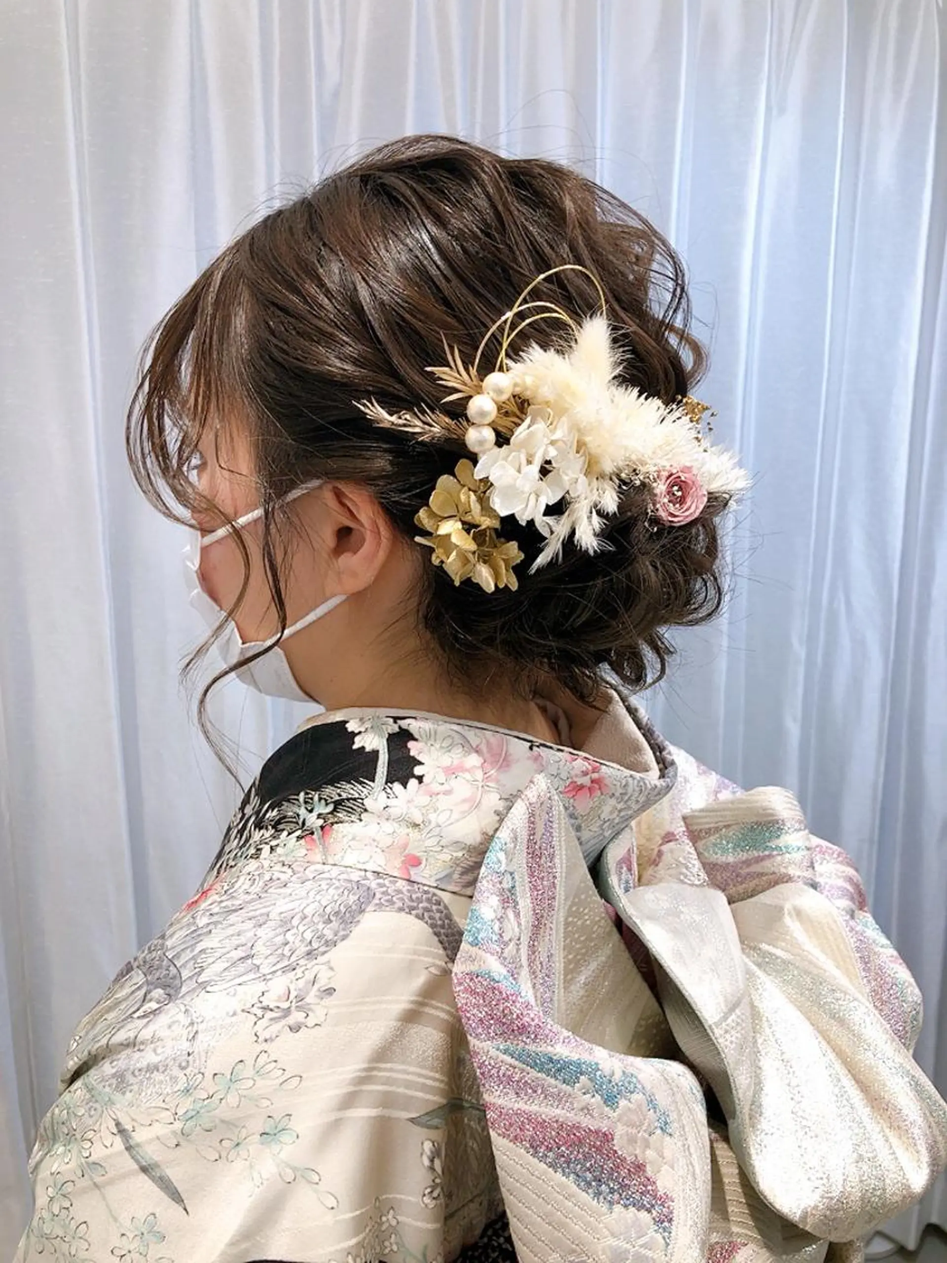 セミロング ヘアアレンジ 髪飾り ヘアセット 池田 みのりのヘアスタイル