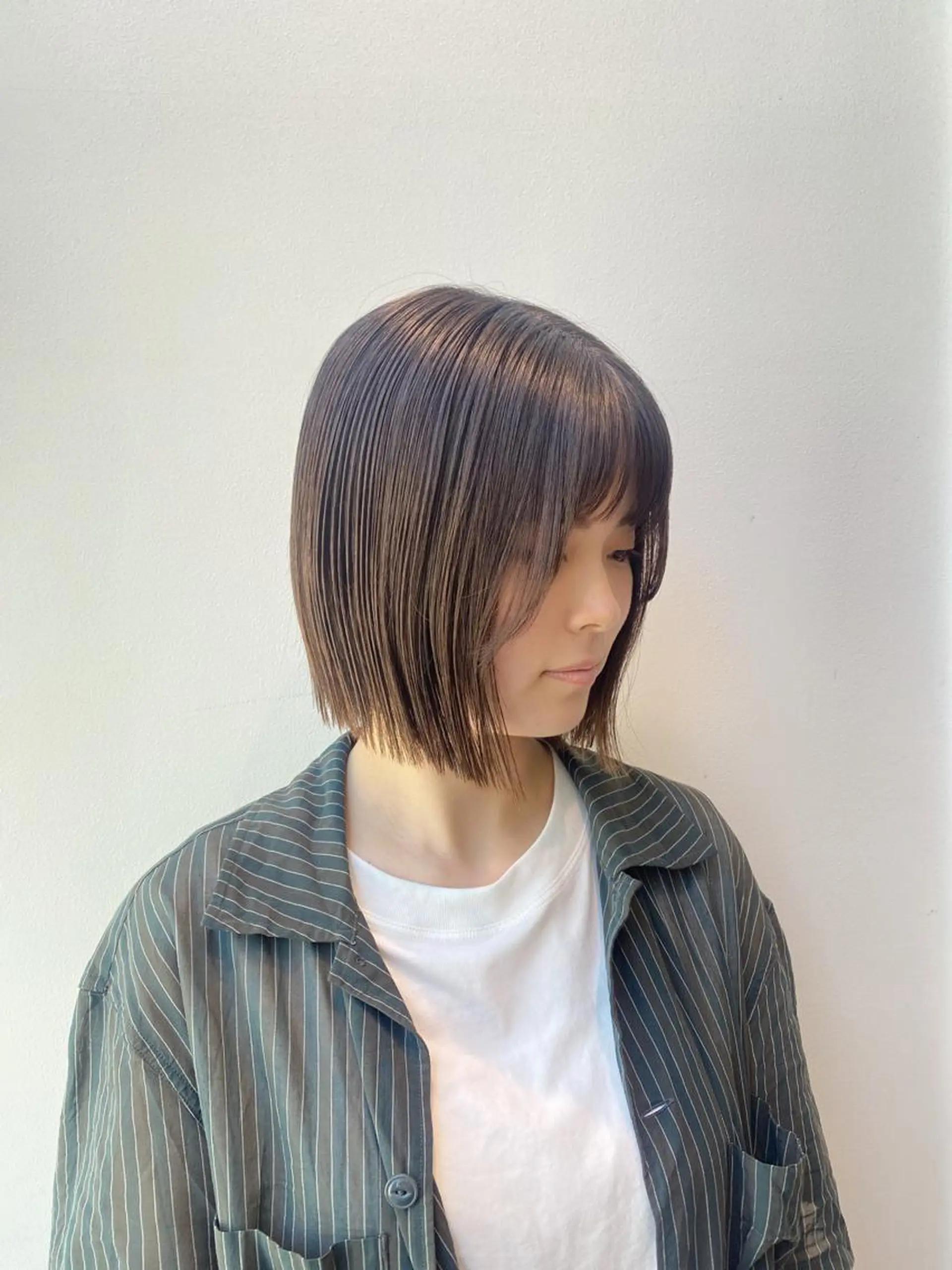 ショート 切りっぱなしボブ ボブ カット 縮毛矯正 銀座/韓国レイヤー/ 艶カラー🍓原田侑依のヘアスタイル