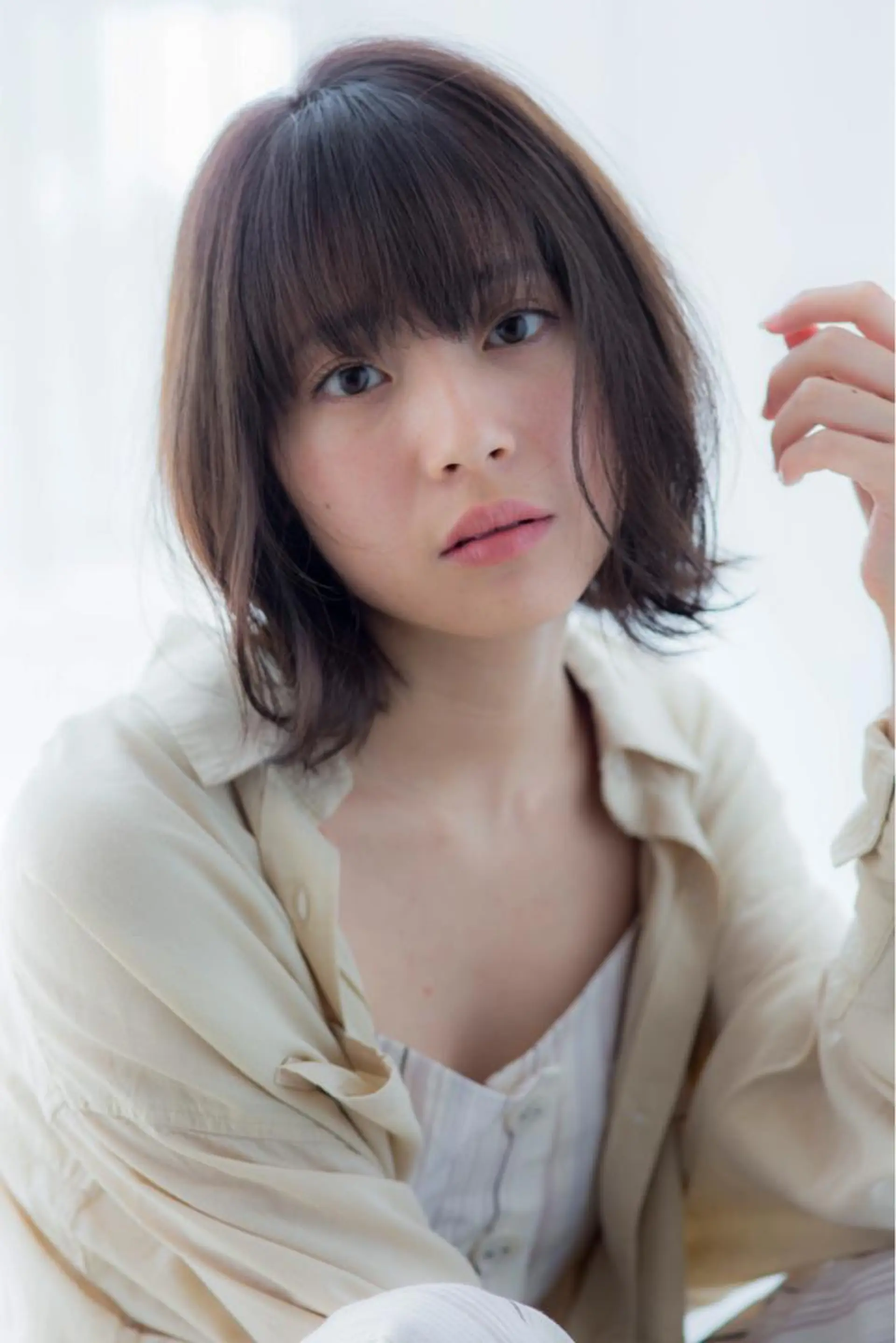 ミディアム カラー パーマ 水原 恵莉香のヘアスタイル