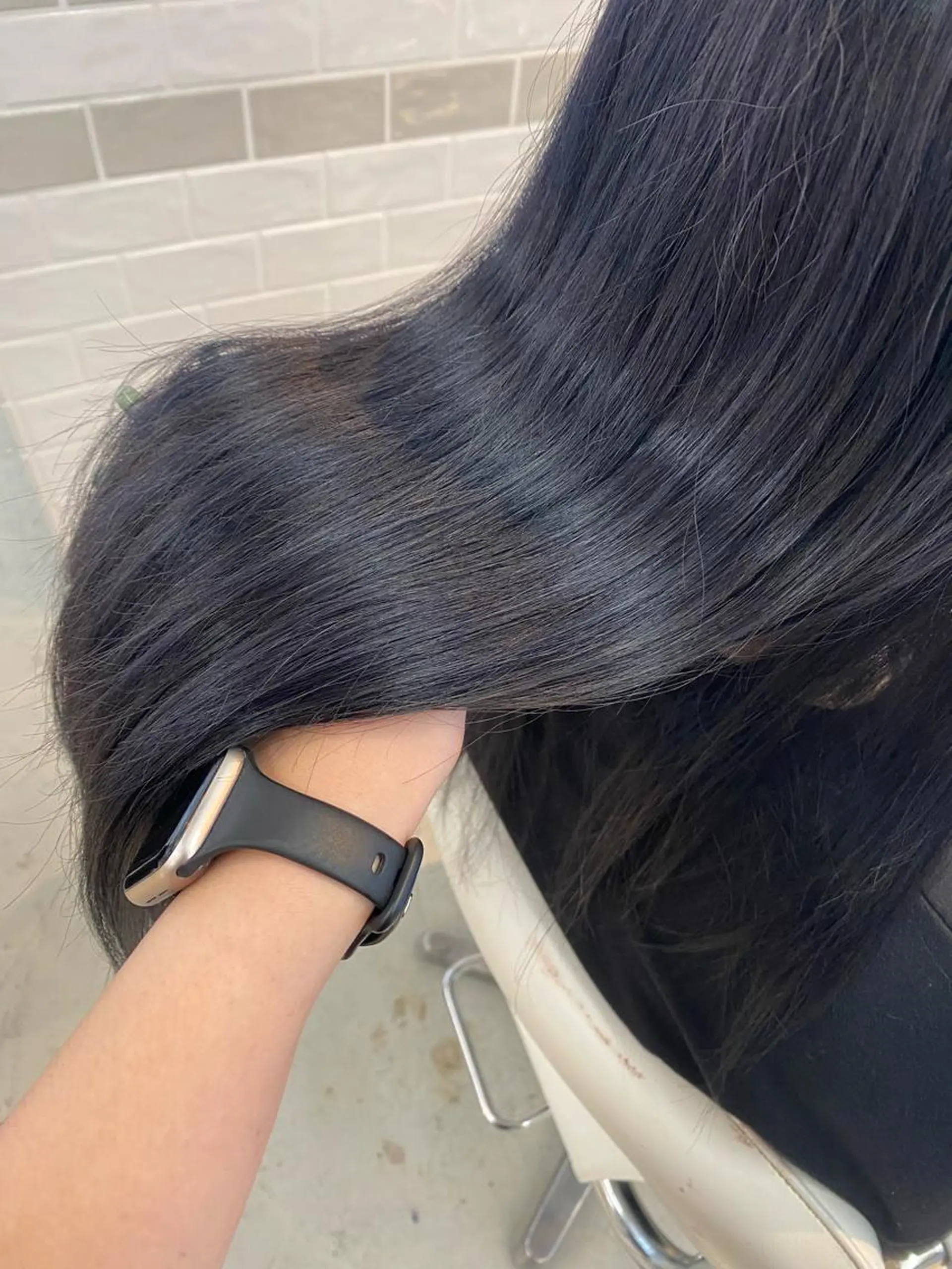 ロング カラー 黒髪 ブリーチ ブルーカラー ブルーブラック ヘアカラー ｱｵﾇﾏﾐﾕ☁️ /ボブ/ハイトーン/のヘアスタイル