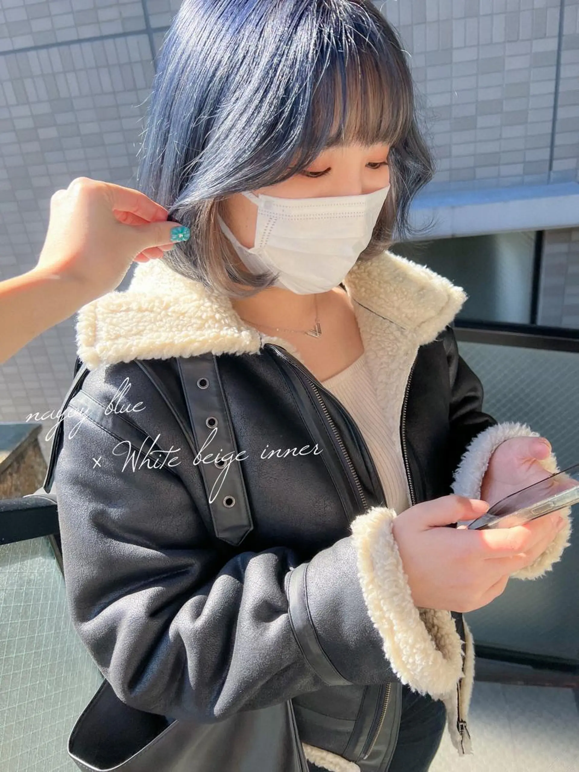 ミディアム カラー デザインカラー ネイビーカラー カラーパティシエ facce🌼ikoのヘアスタイル