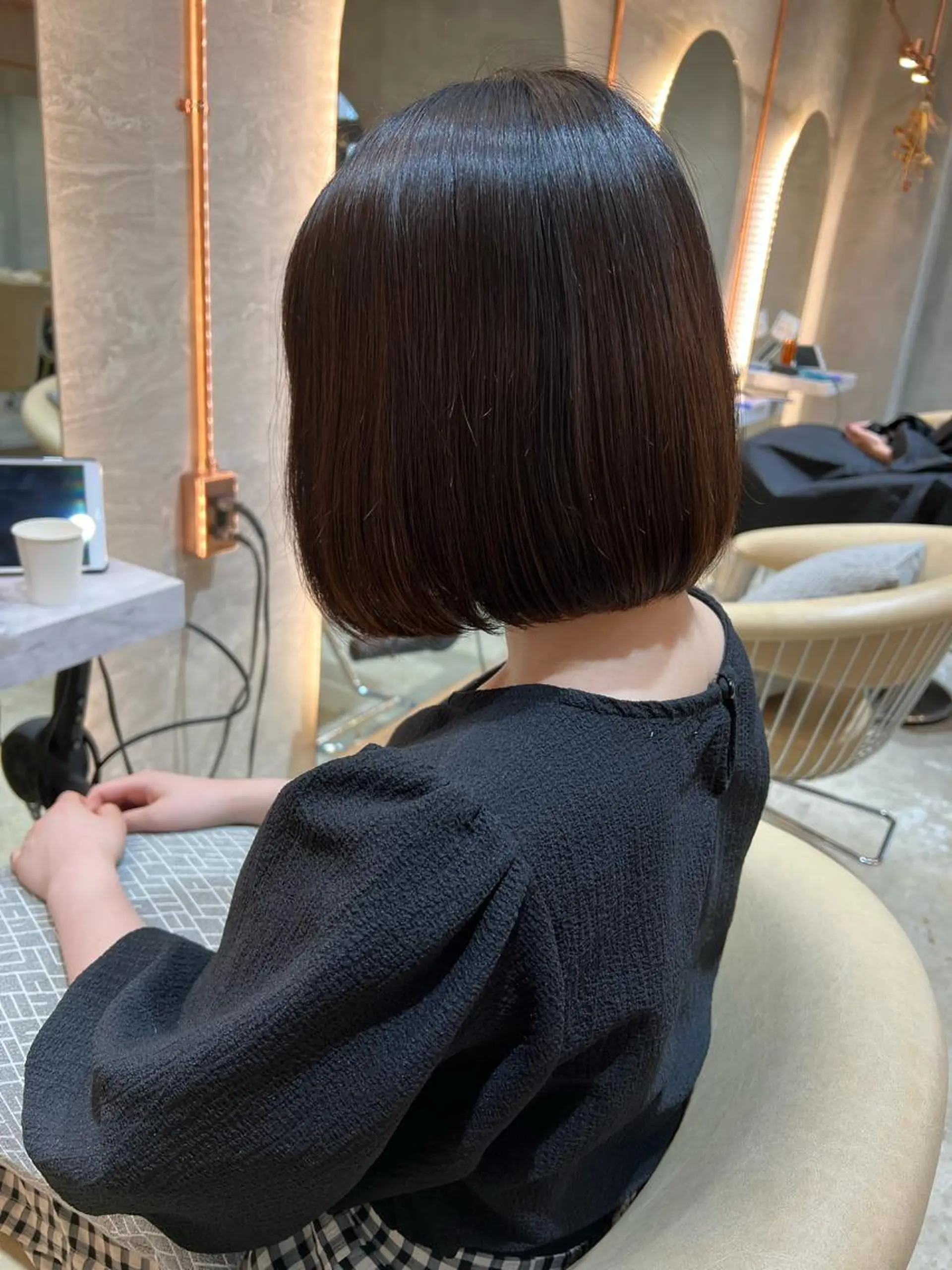 ショート カラー ボブ/巻ける縮毛矯正 /韓国レイヤーはなのヘアスタイル