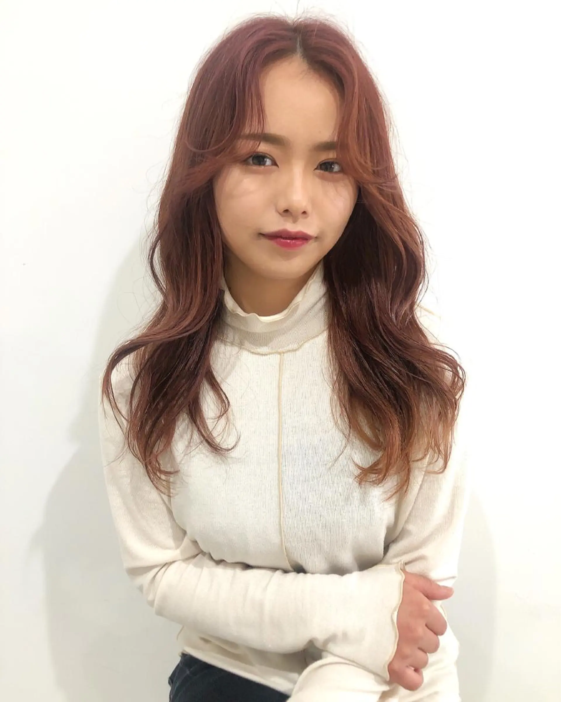 ロング カラー ヘアアレンジ カシス ピンクカラー 永井 亜実のヘアスタイル