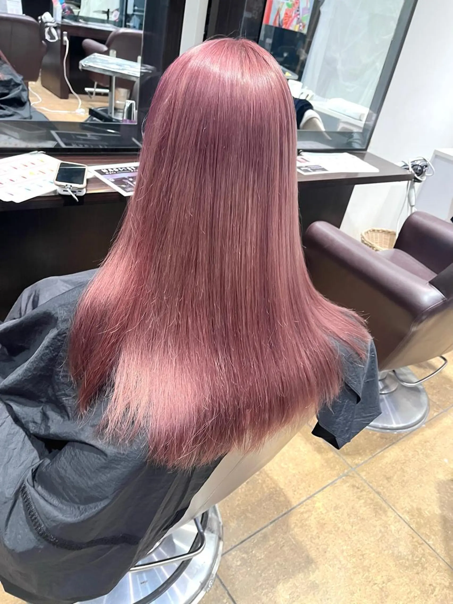 ロング カラー ハイトーンカラー ピンクカラー 髪質改善 トリートメント 🥇メンズパーマ /縮毛矯正/木村神心のヘアスタイル