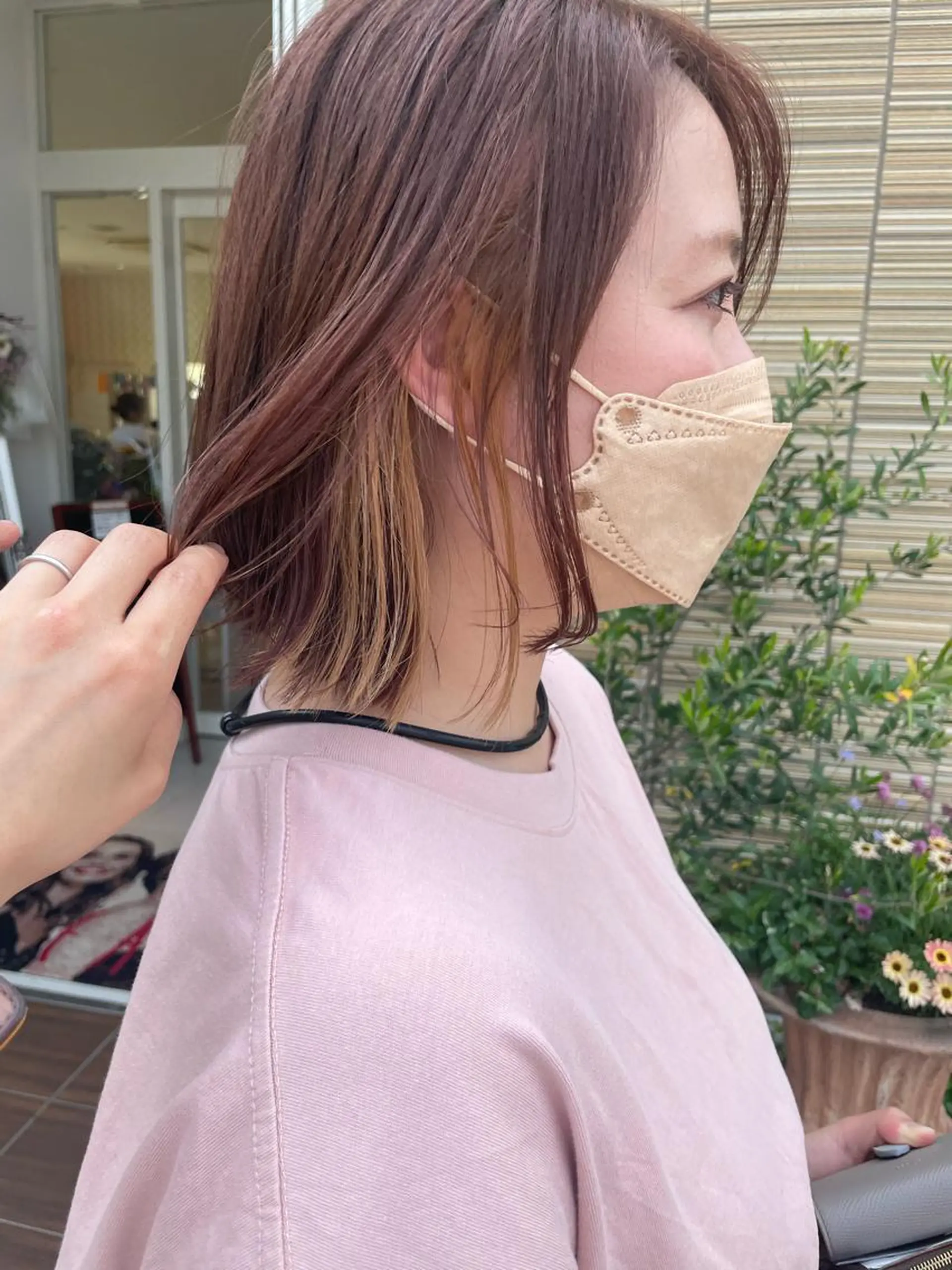 ミディアム カラー インナーカラー ボブ 鶴岡で縮毛矯正なら お任せ！ハヤシナオミのヘアスタイル