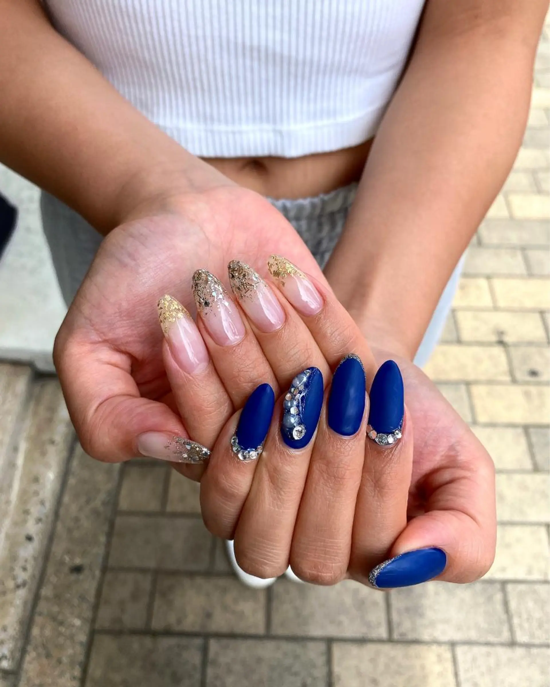 ネイル マットネイル ネイビー ハンドネイル フットネイル ハンドケア nail salon  AlgeTy所属・✴︎:.｡. MAKI.｡.:✴︎のネイルデザイン