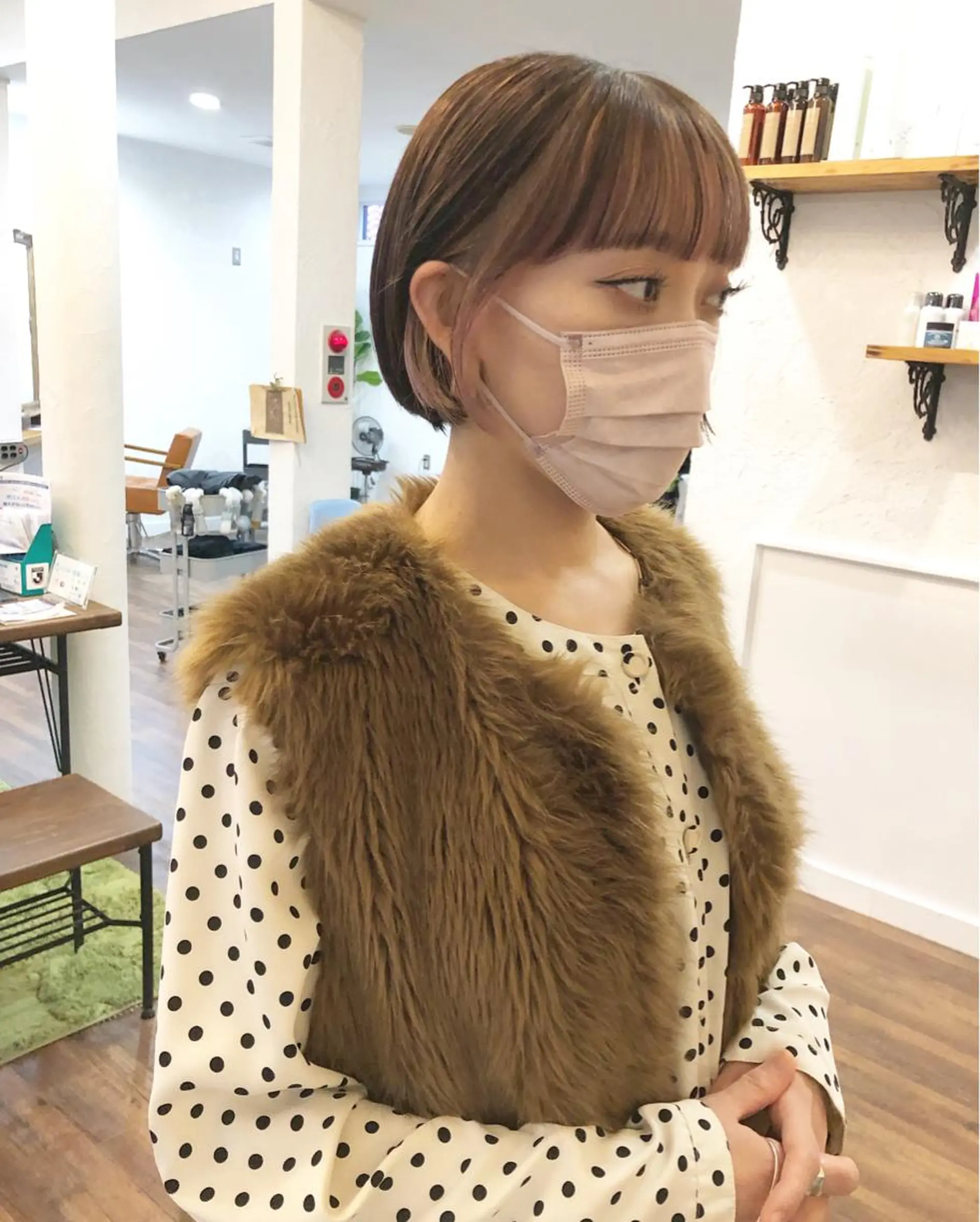 ショート ボブ カット ヘアカラー トリートメント 江原 彩華のヘアスタイル