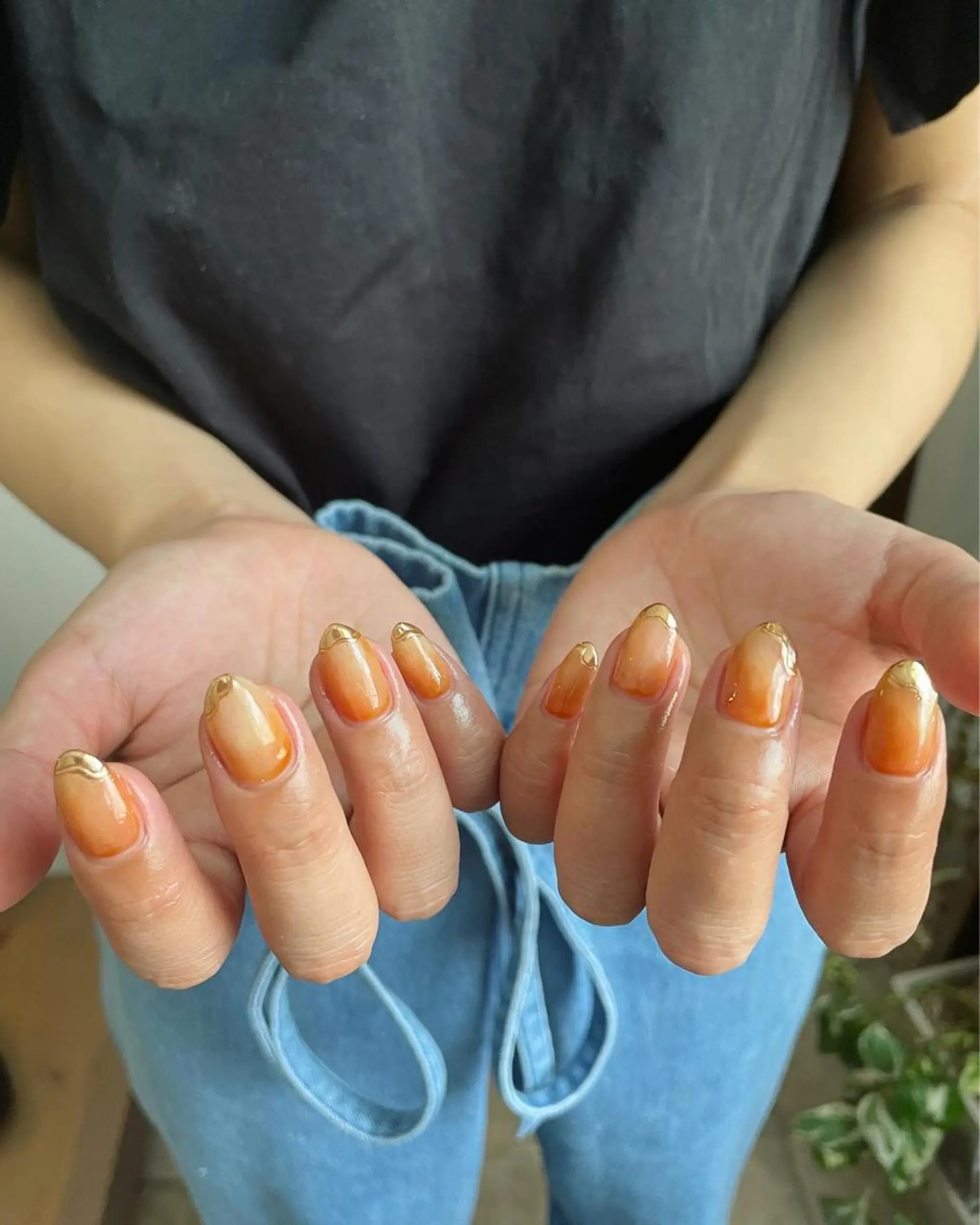 ネイル フットネイル ジェルネイル ゴールド 氷ネイル・うるうるネイル 韓国ネイル ハンドネイル フットネイル 甲府市徳行 🧸prunelleのネイルデザイン
