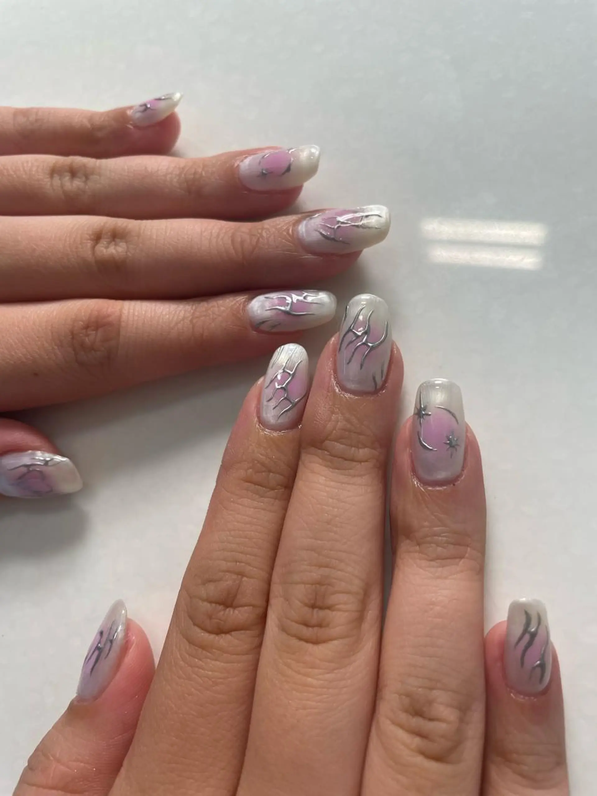 ネイル アートネイル ミディアムネイル メンズネイル ‪るか/‪透明感 カラー/アレンジのヘアスタイル