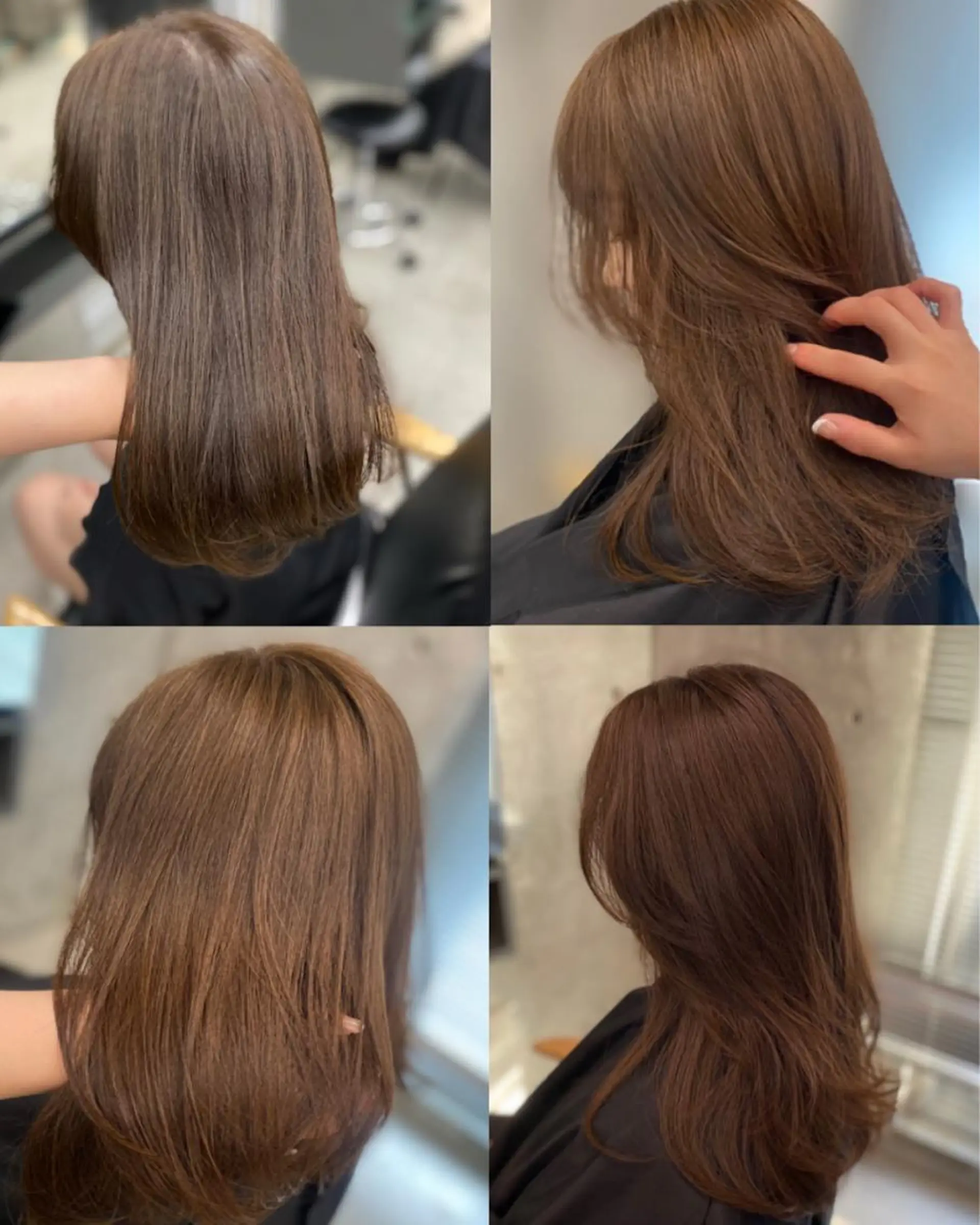 ミディアム カラー ヘアアレンジ ベージュカラー ブリーチ 透明感カラー ヘーゼル ブリーチなしカラー カット ヘアカラー トリートメント mina 🌷のヘアスタイル