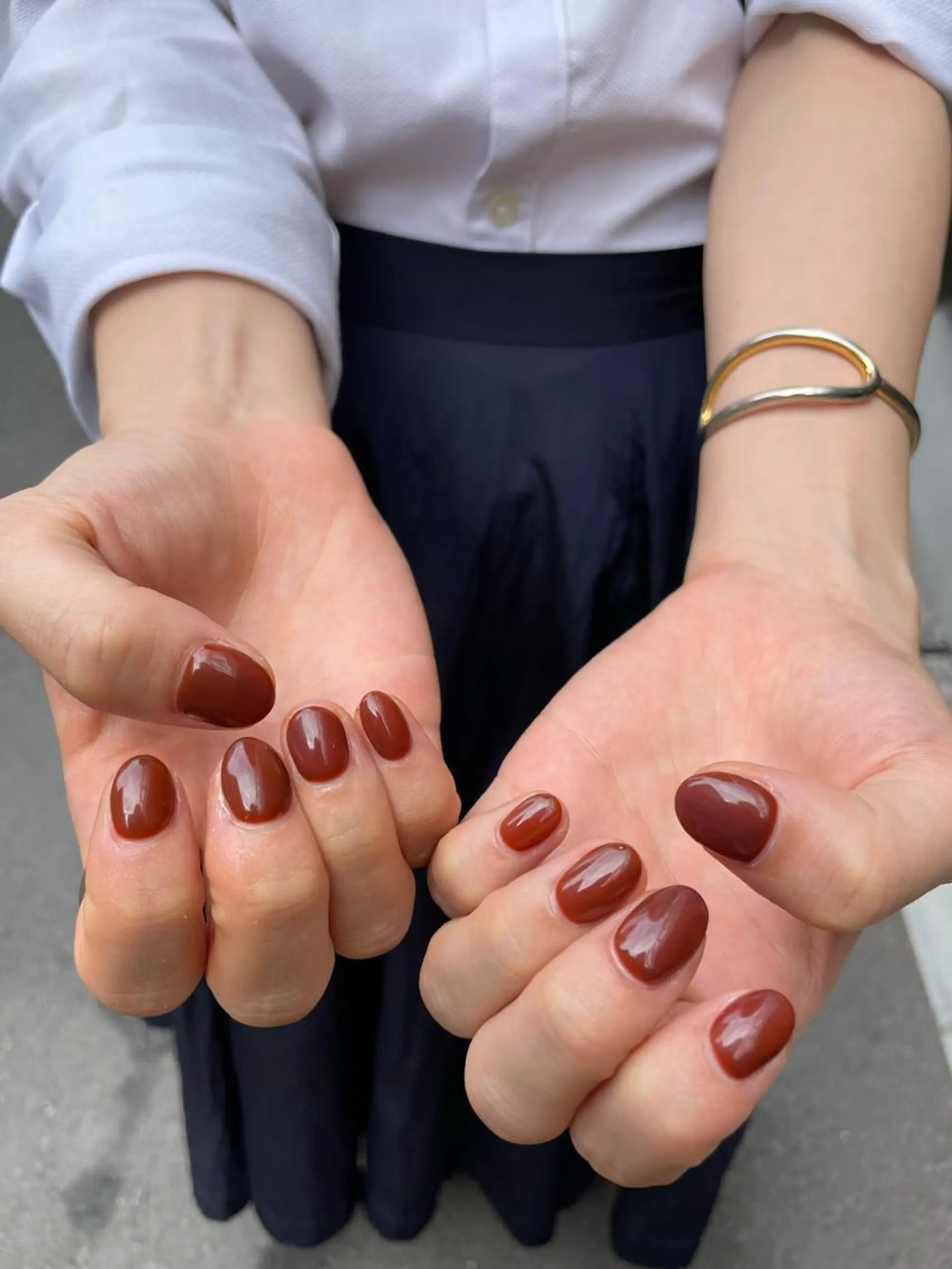 ネイル ブラウン 赤色 MH_ Nailのネイルデザイン