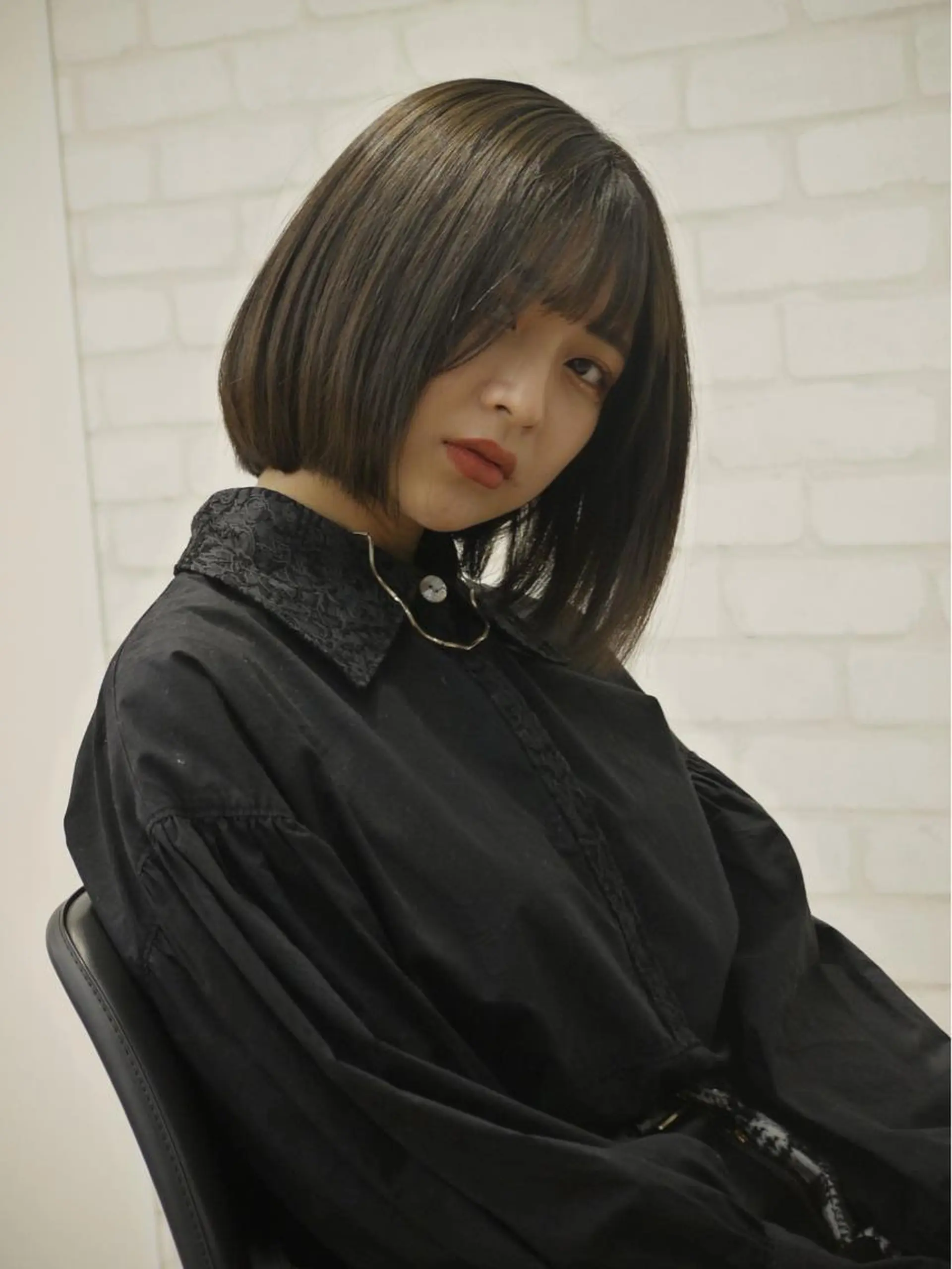 ミディアム カット ヘアカラー トリートメント 髪質改善ayame 横山諒のヘアスタイル